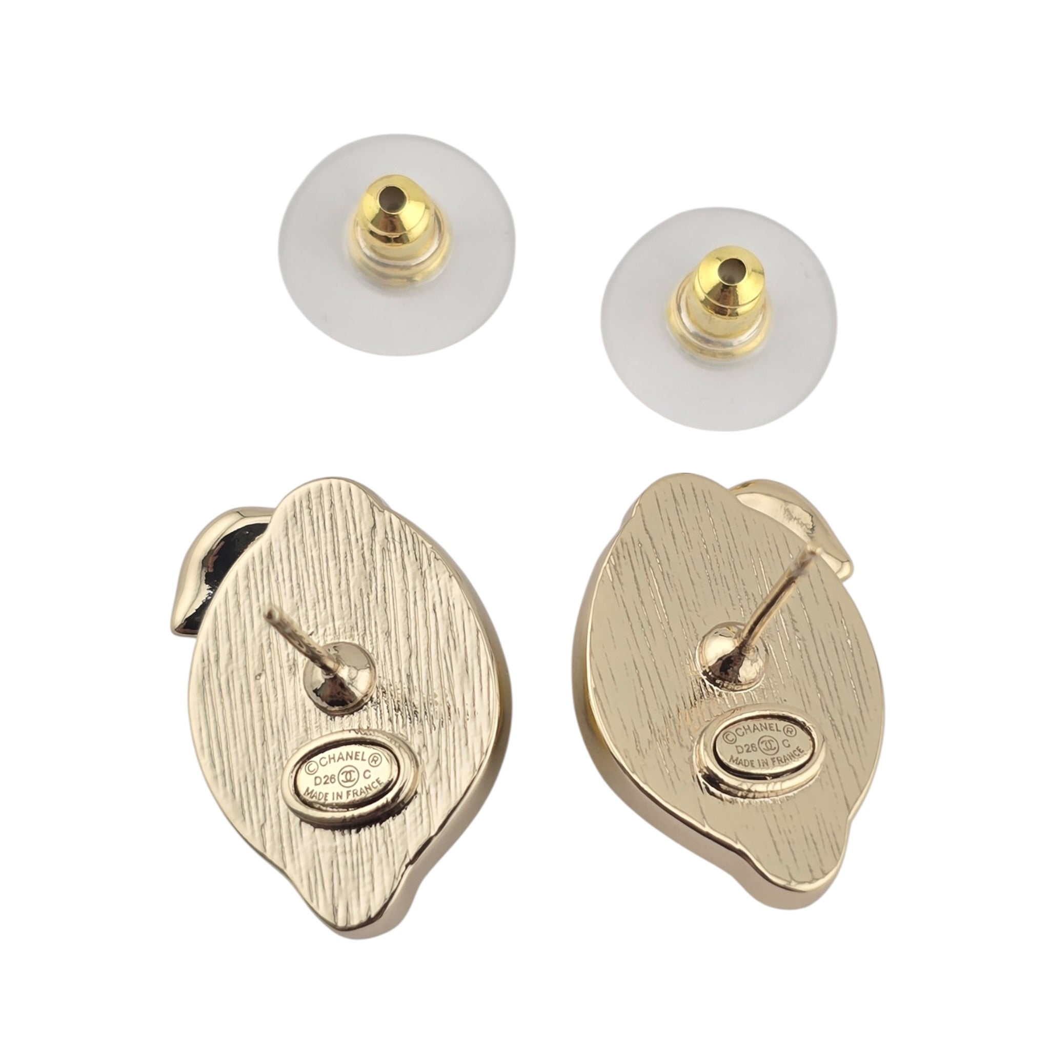 Chanel CC Lemom Stud Enamel Earrings 2026 CHANEL