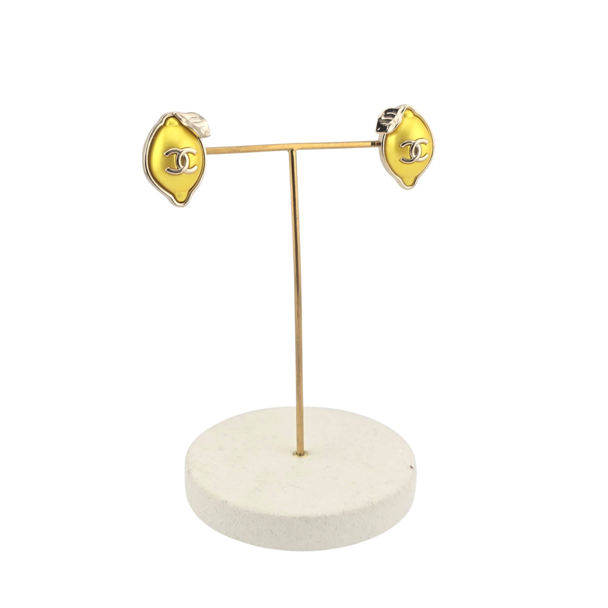 Chanel CC Lemom Stud Enamel Earrings 2026 CHANEL