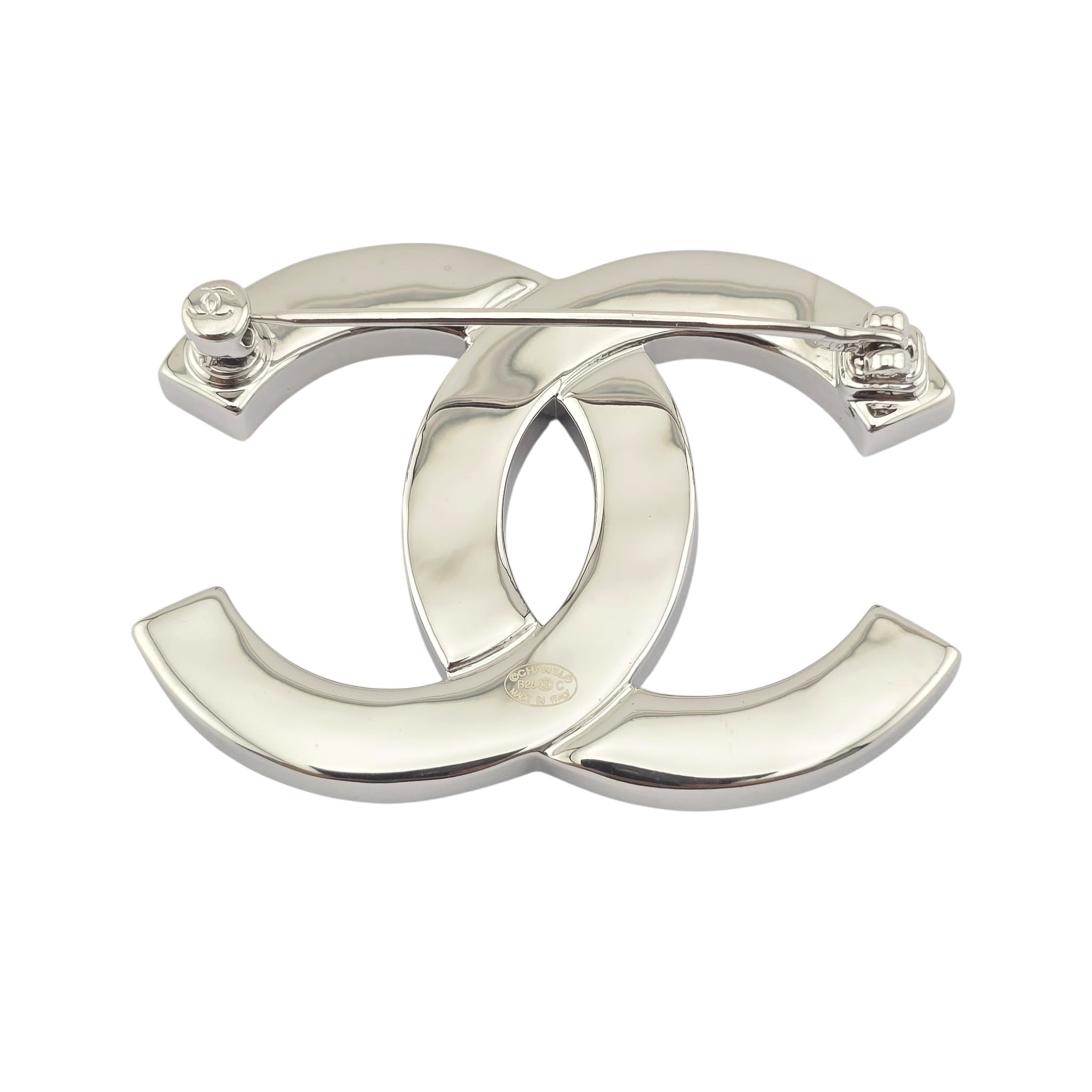 Chanel CC White Crystal Black Enamel Brooch 2025 CHANEL