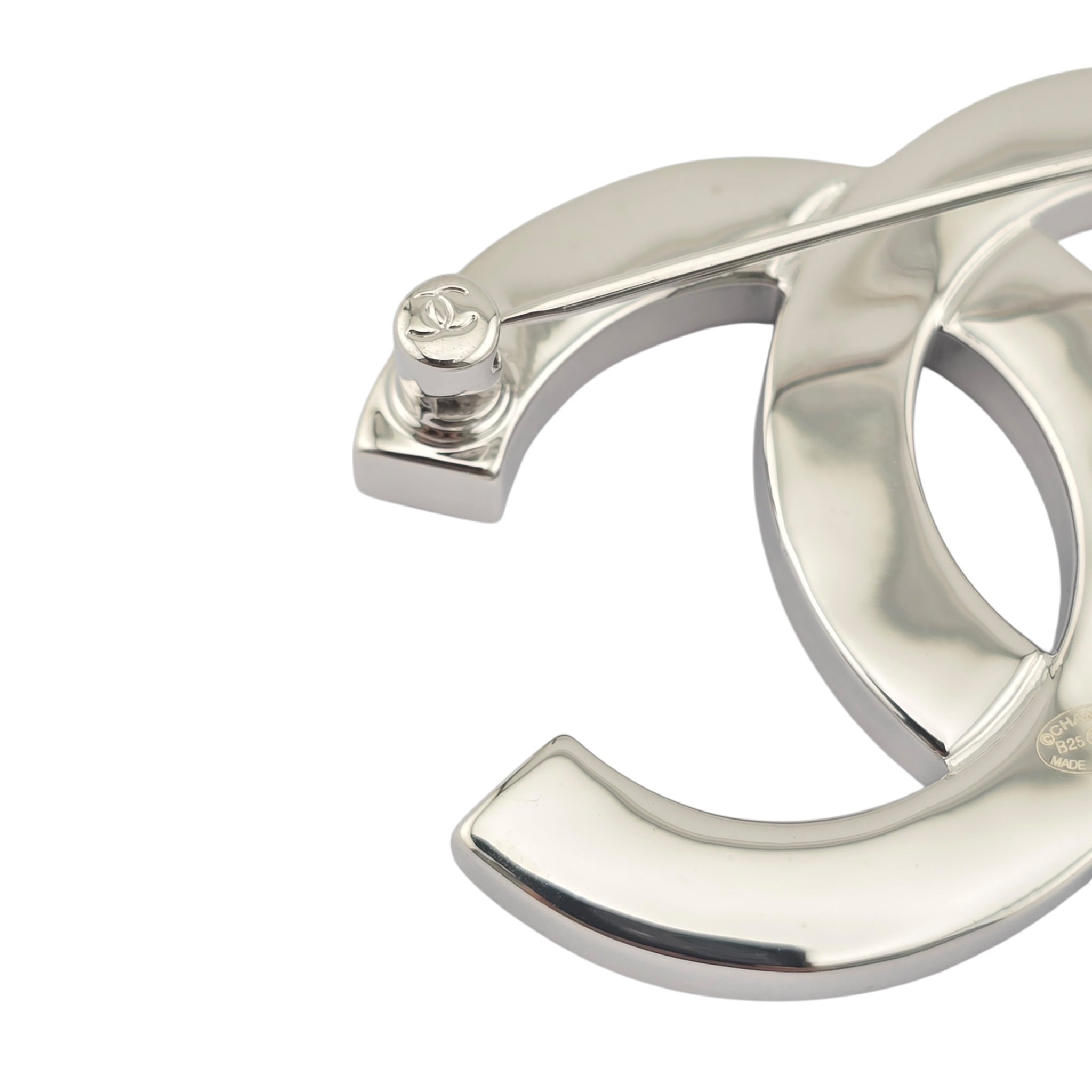 Chanel CC White Crystal Black Enamel Brooch 2025 CHANEL