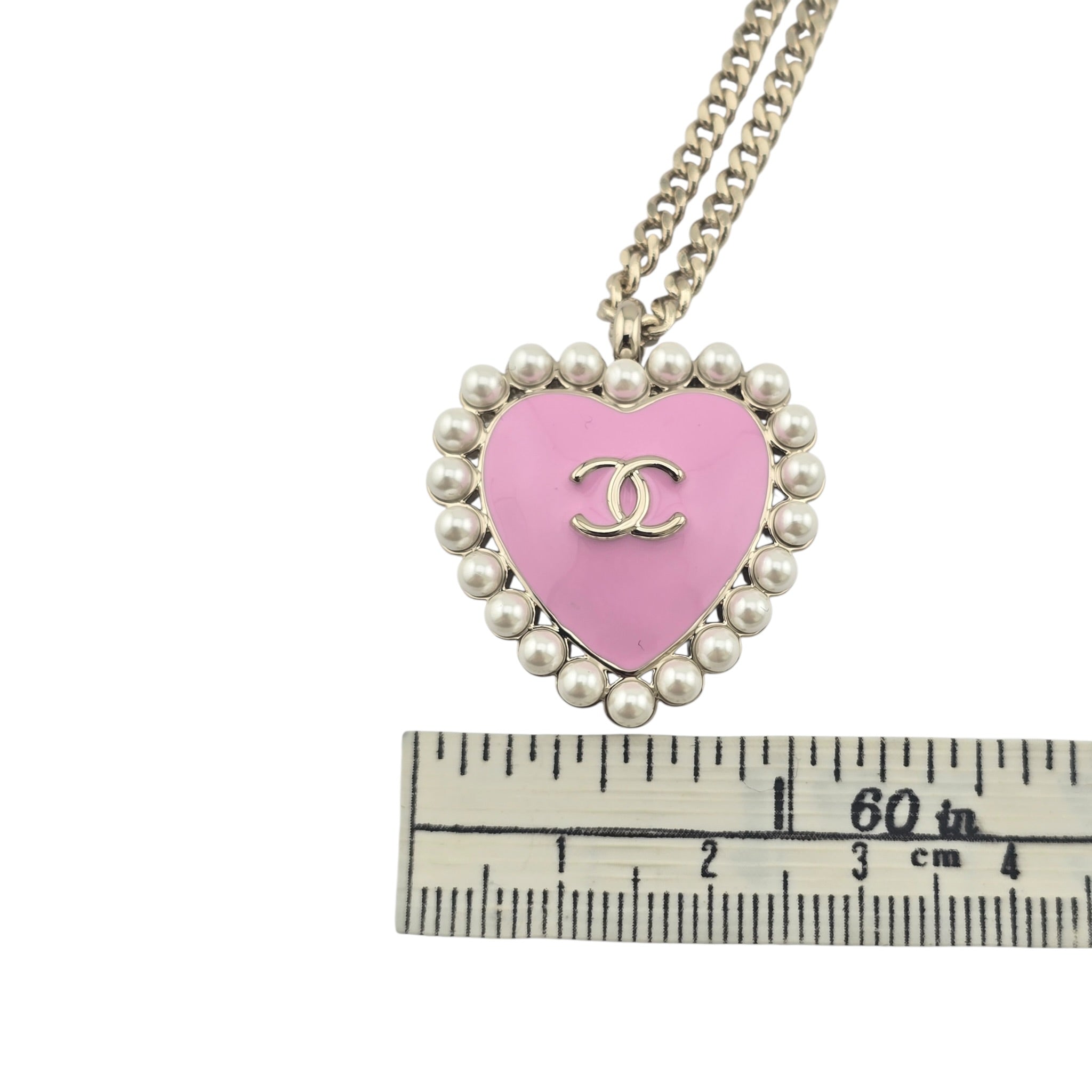 Chanel CC Pink Gold Heart Faux Pearl Necklace 2025 CHANEL