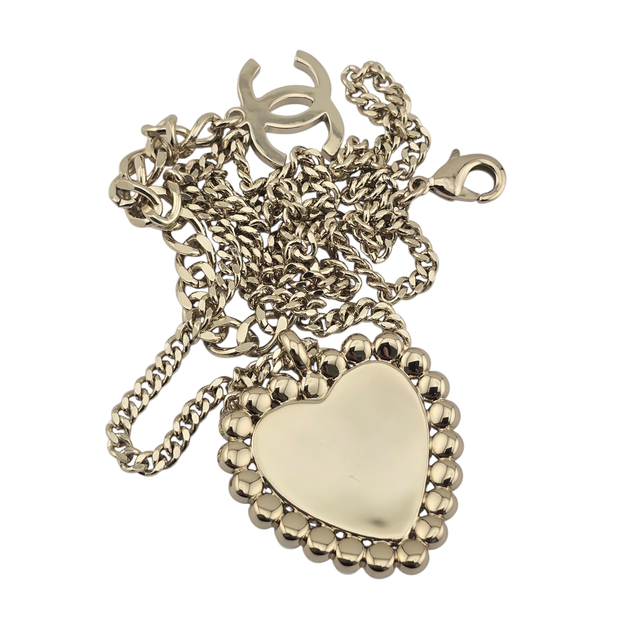 Chanel CC Black Gold Heart Faux Pearl Necklace 2025 CHANEL