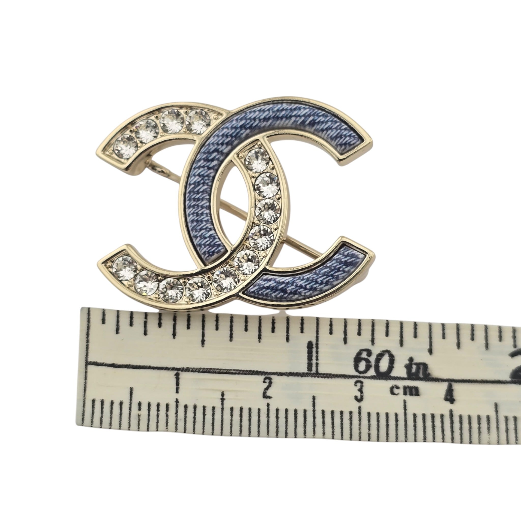 Chanel CC Enamel Crystal Denim Brooch 2026 CHANEL