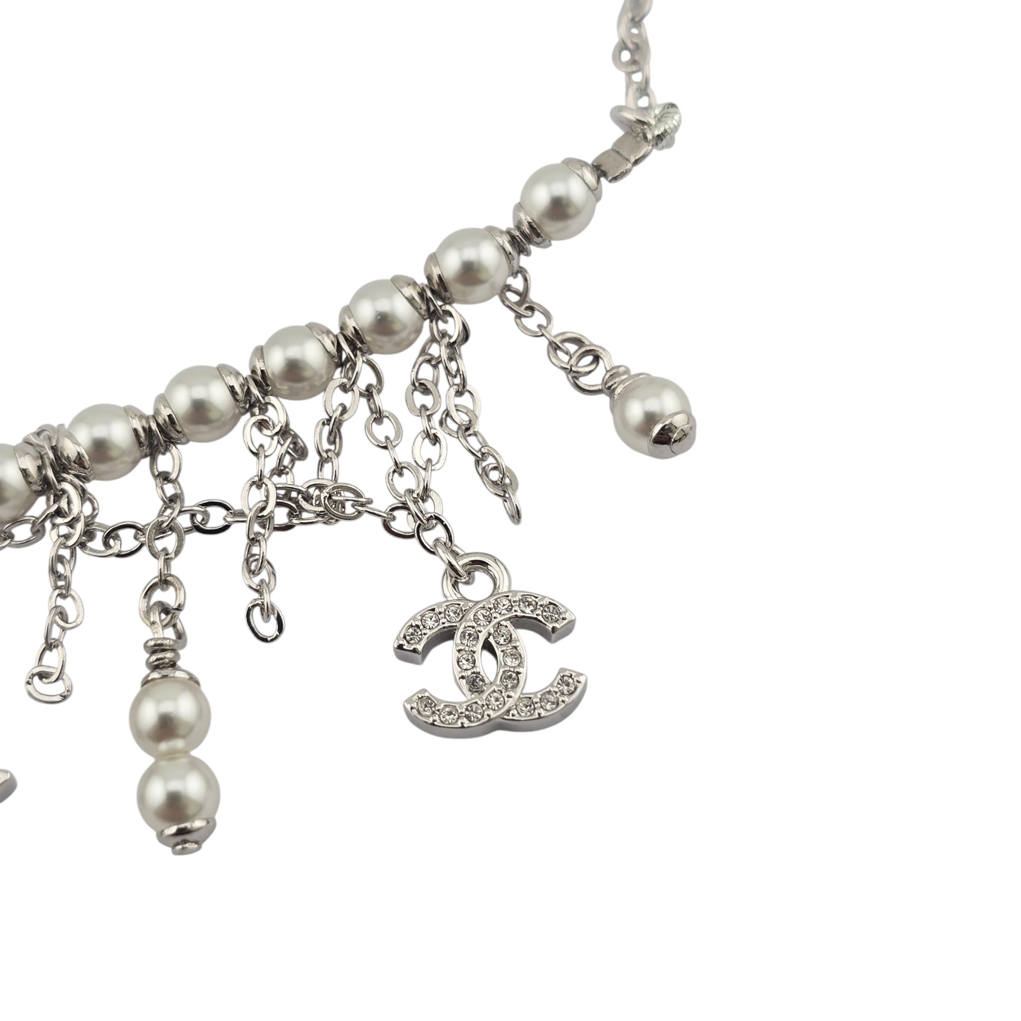 Chanel CC Faux Pearl Silver Necklace 2025 CHANEL