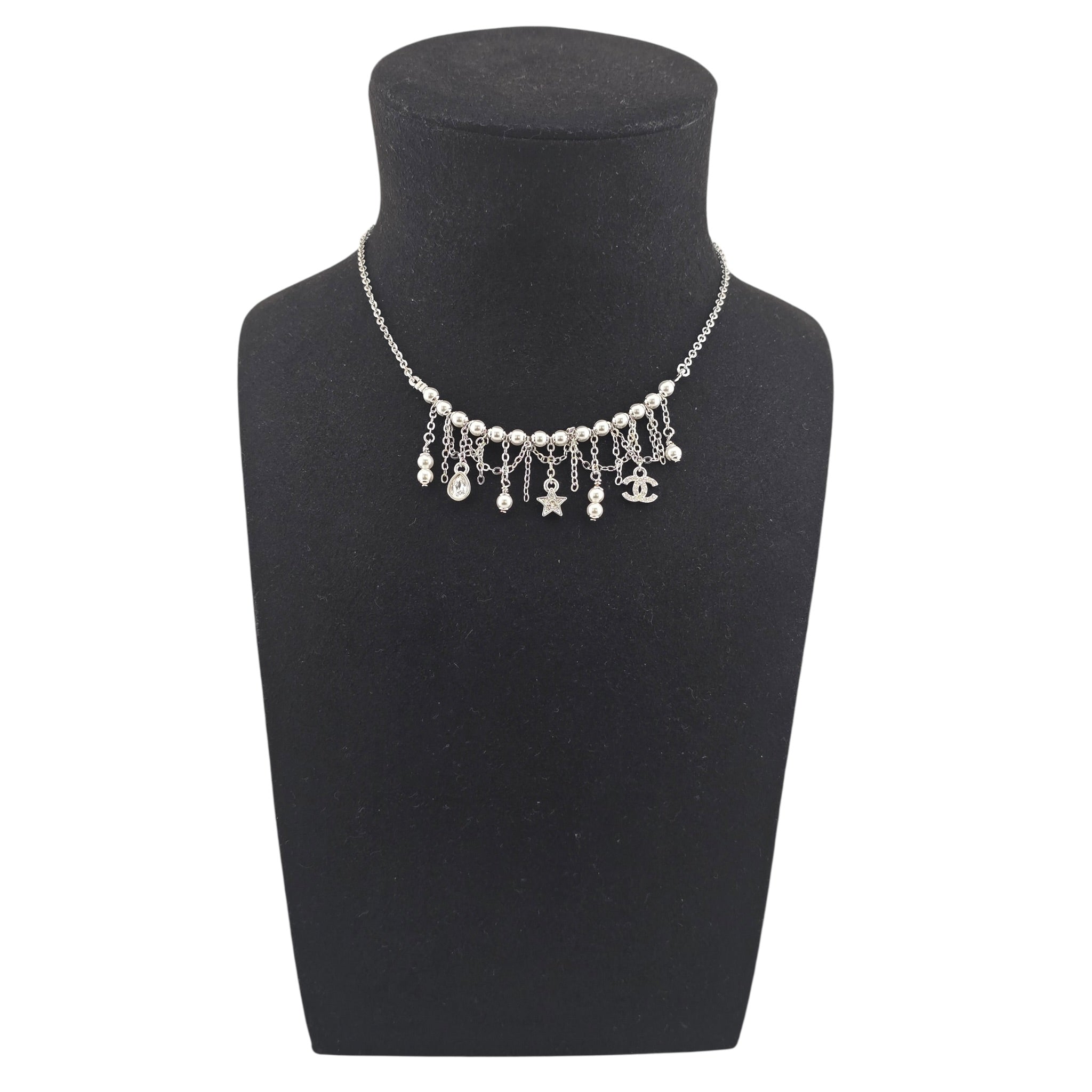 Chanel CC Faux Pearl Silver Necklace 2025 CHANEL