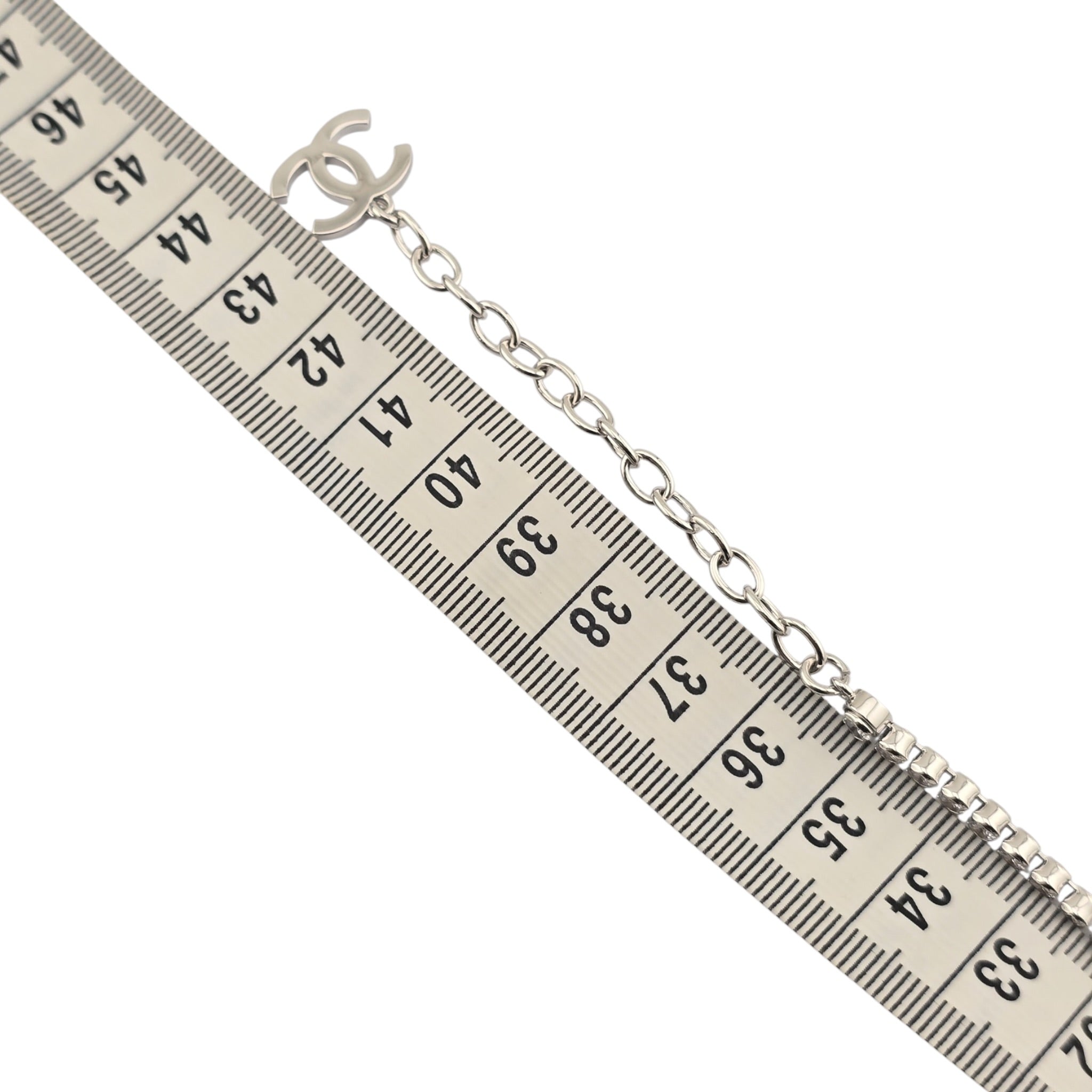 Chanel CC Silver Faux Pearl Crystal Necklace 2025 CHANEL