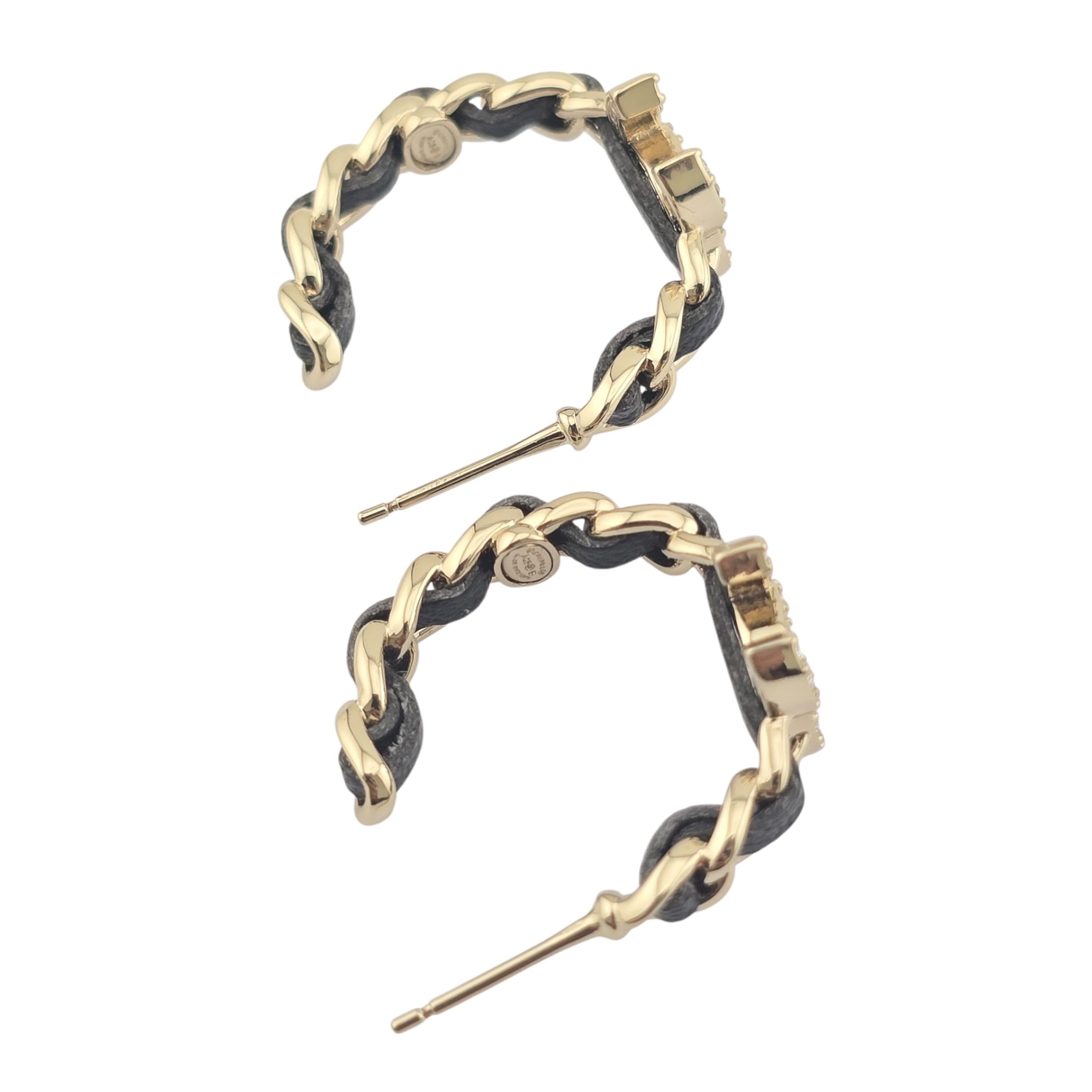 Chanel CC Leather Metal Hoop Earrings 2025 CHANEL