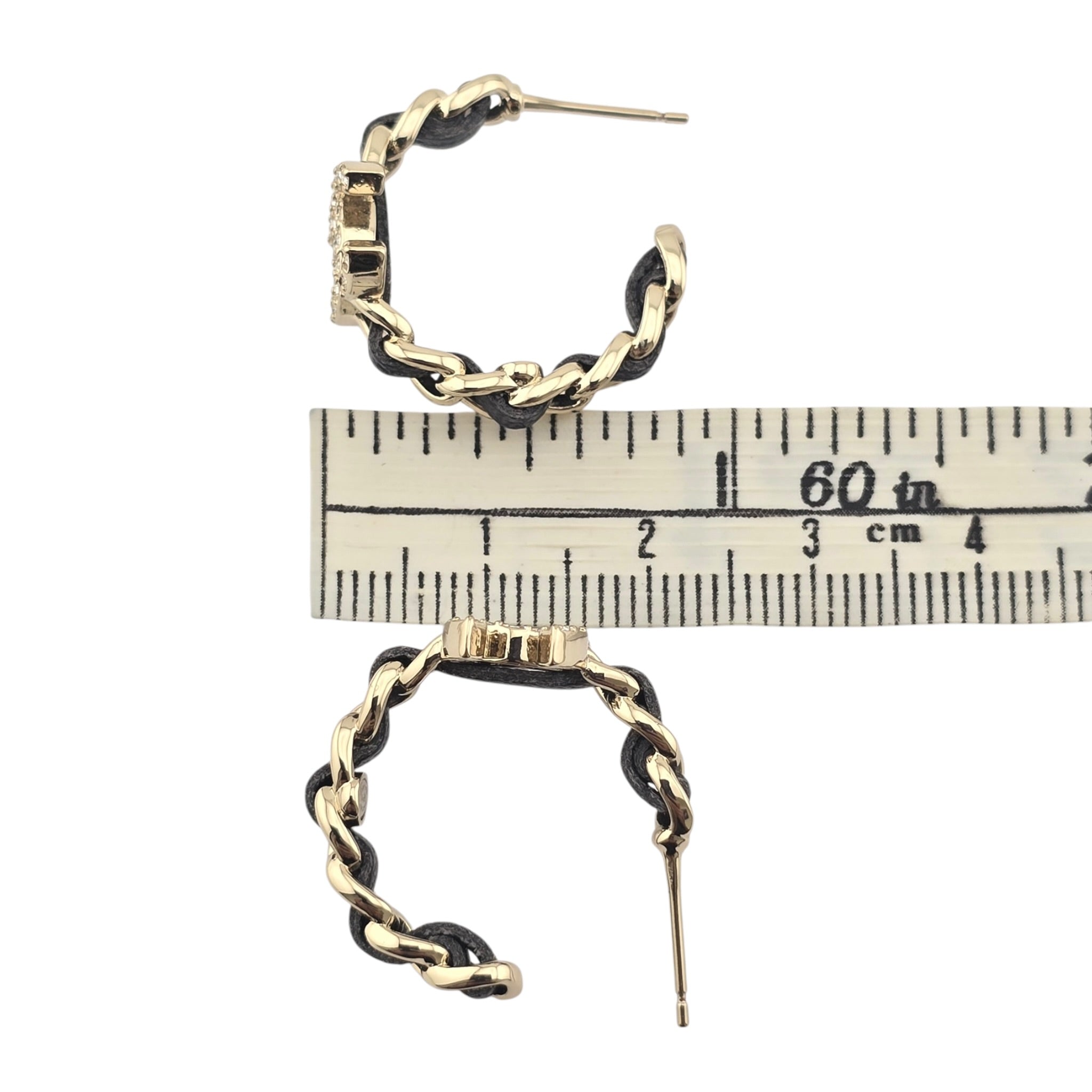 Chanel CC Leather Metal Hoop Earrings 2025 CHANEL