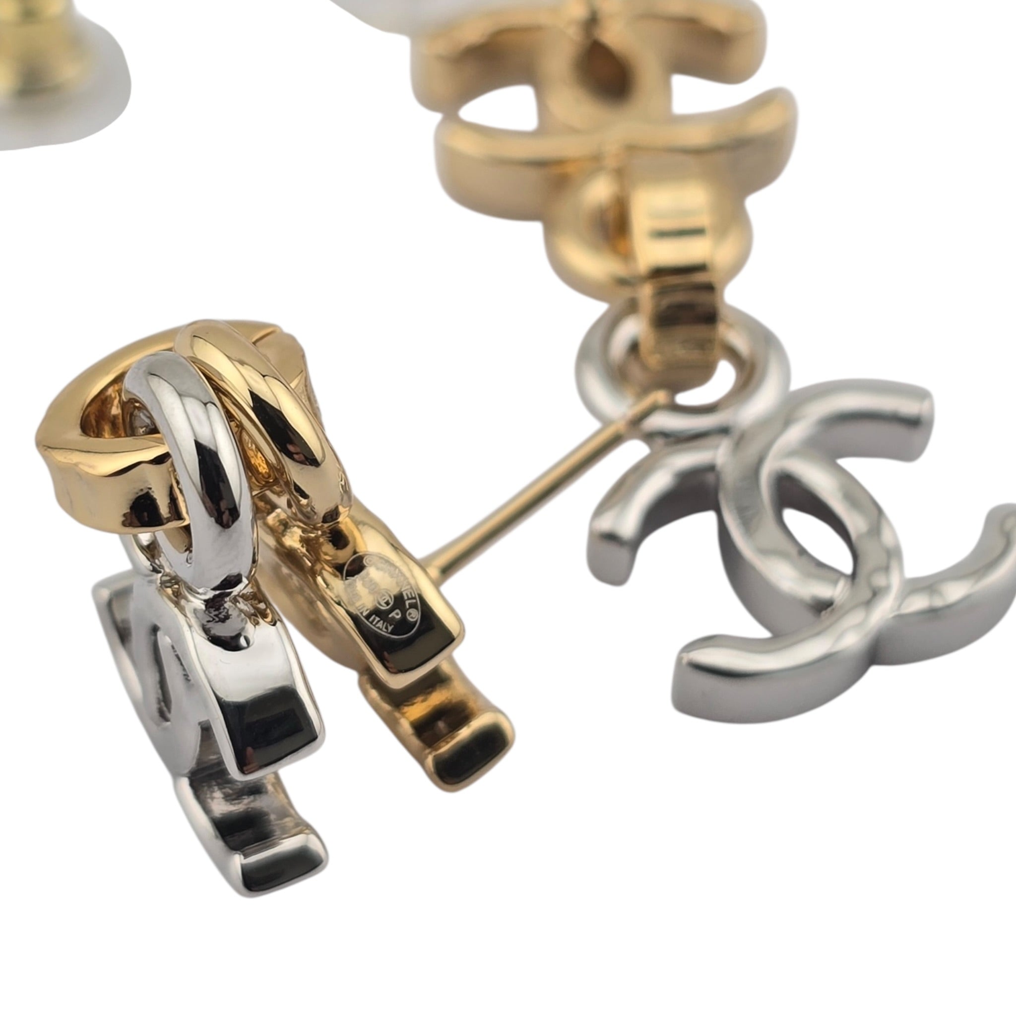 Chanel CC Gold Silver Drop Earrings 2026 CHANEL