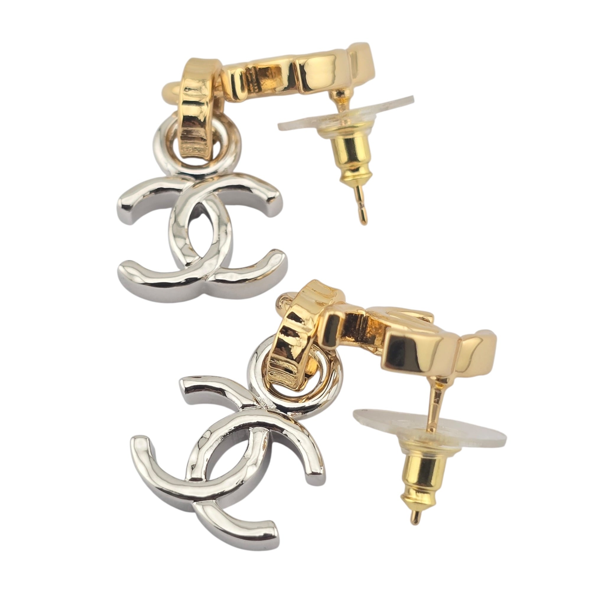 Chanel CC Gold Silver Drop Earrings 2026 CHANEL