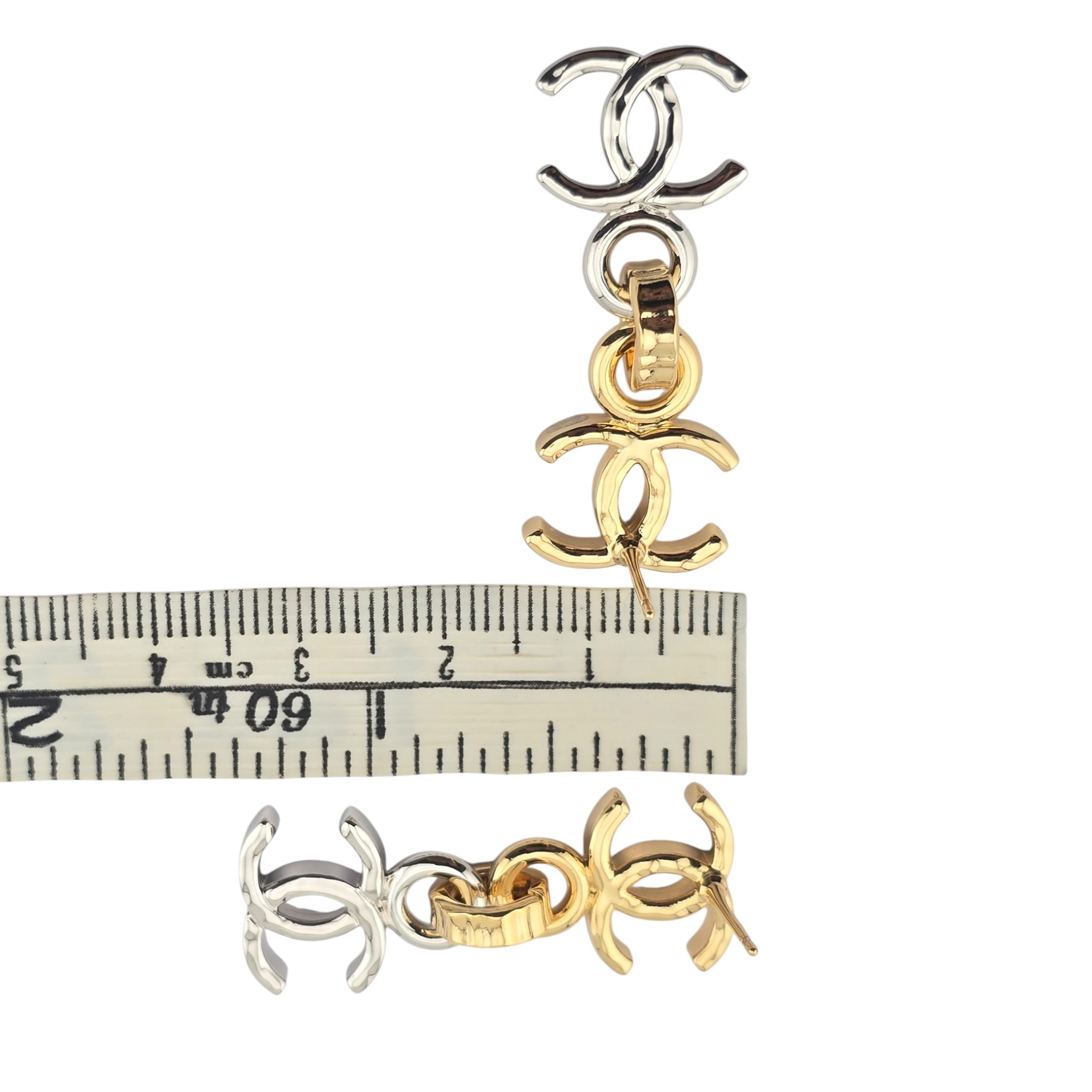 Chanel CC Gold Silver Drop Earrings 2026 CHANEL