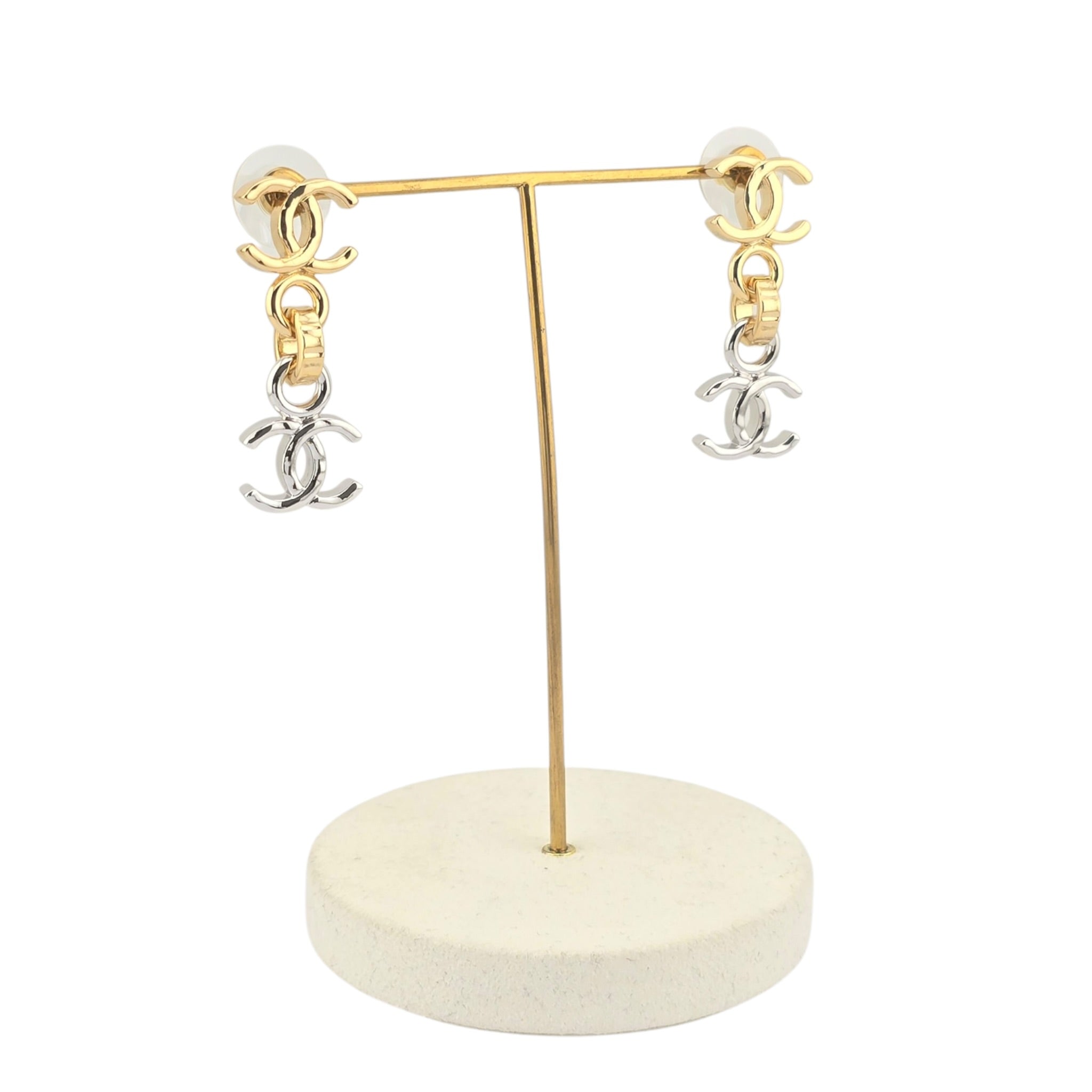Chanel CC Gold Silver Drop Earrings 2026 CHANEL