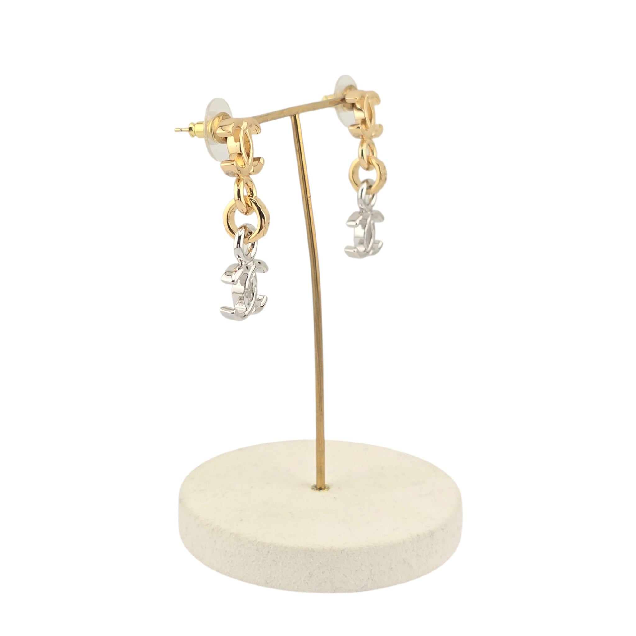 Chanel CC Gold Silver Drop Earrings 2026 CHANEL