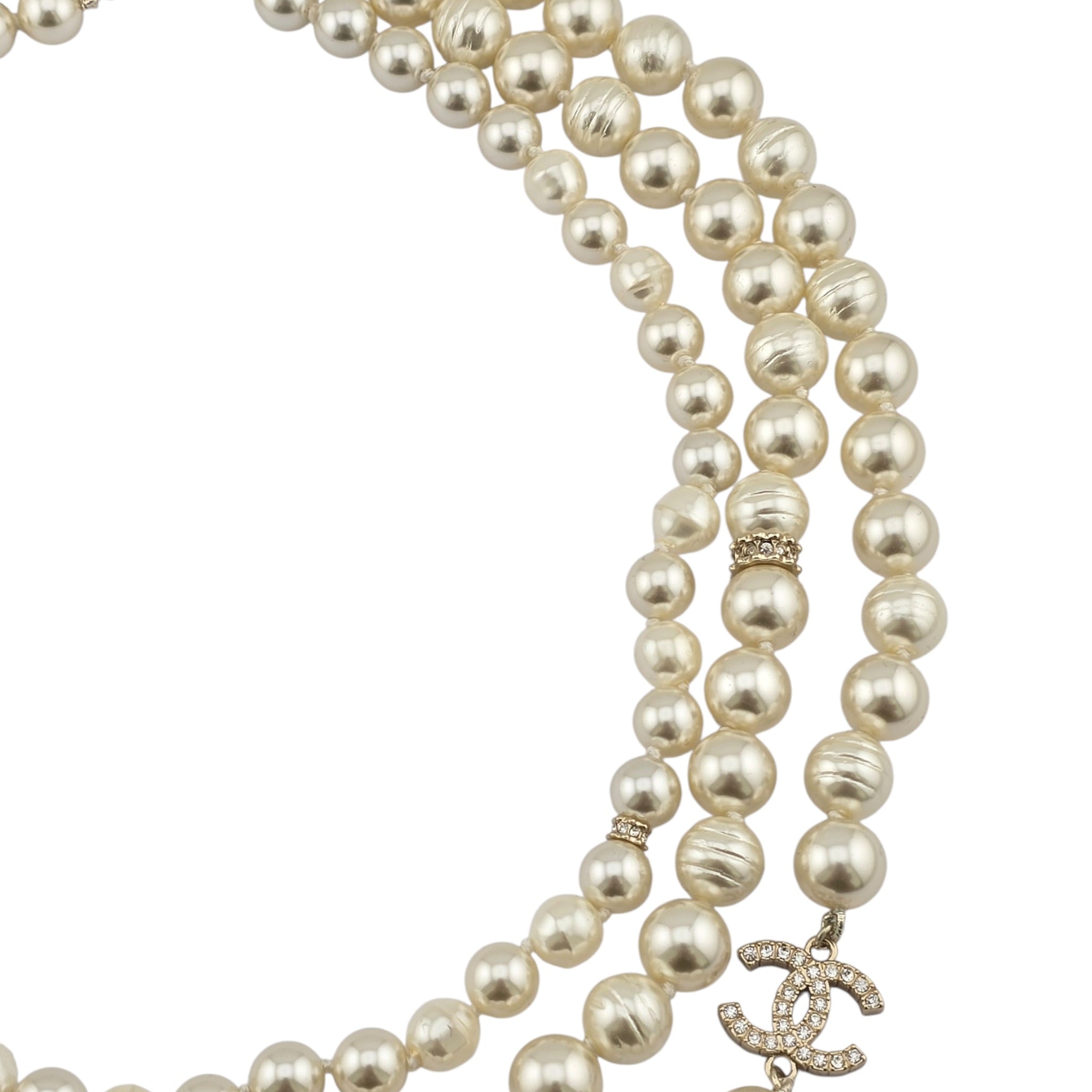 Chanel CC Faux Pearl 3 Row Necklace 2025 CHANEL
