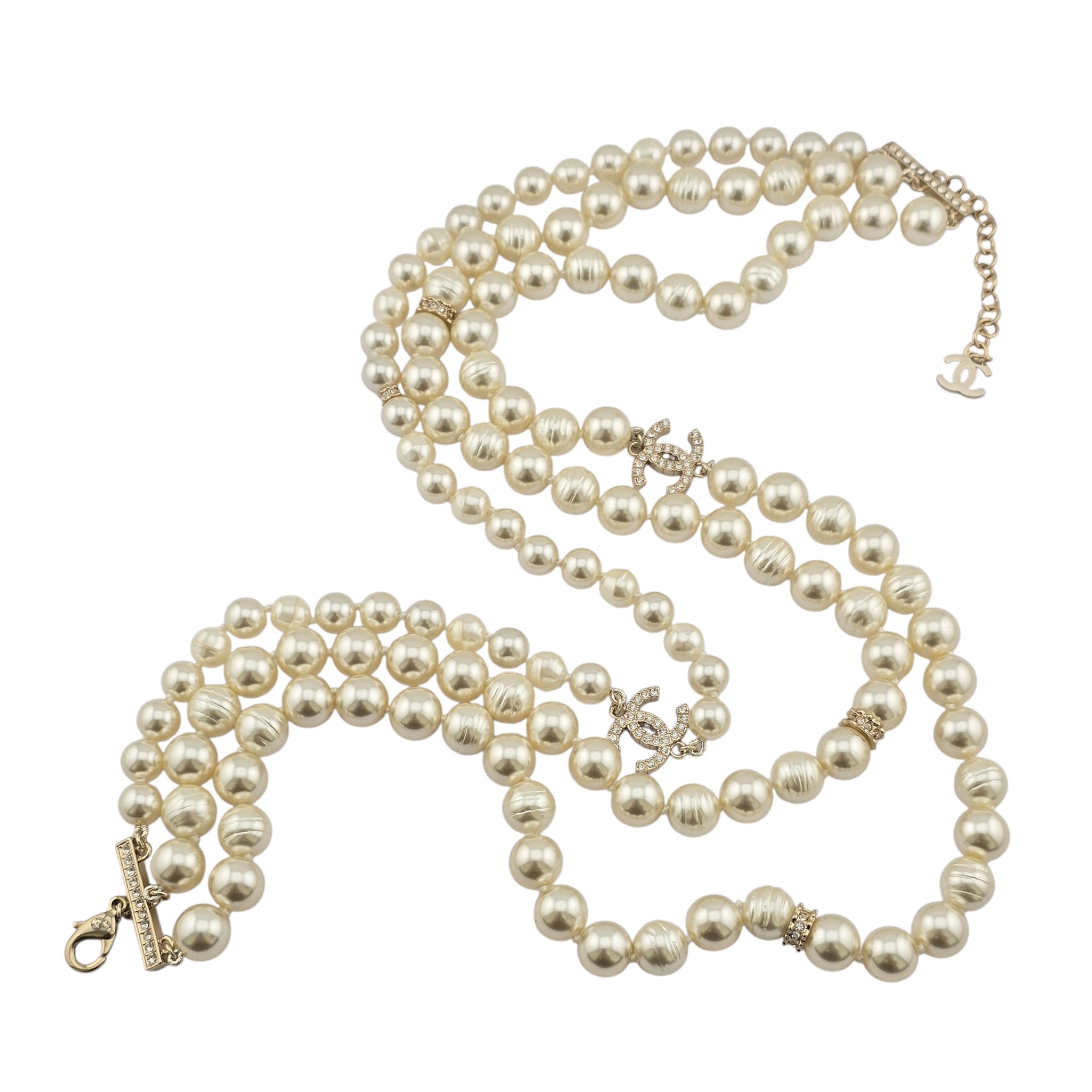 Chanel CC Faux Pearl 3 Row Necklace 2025 CHANEL