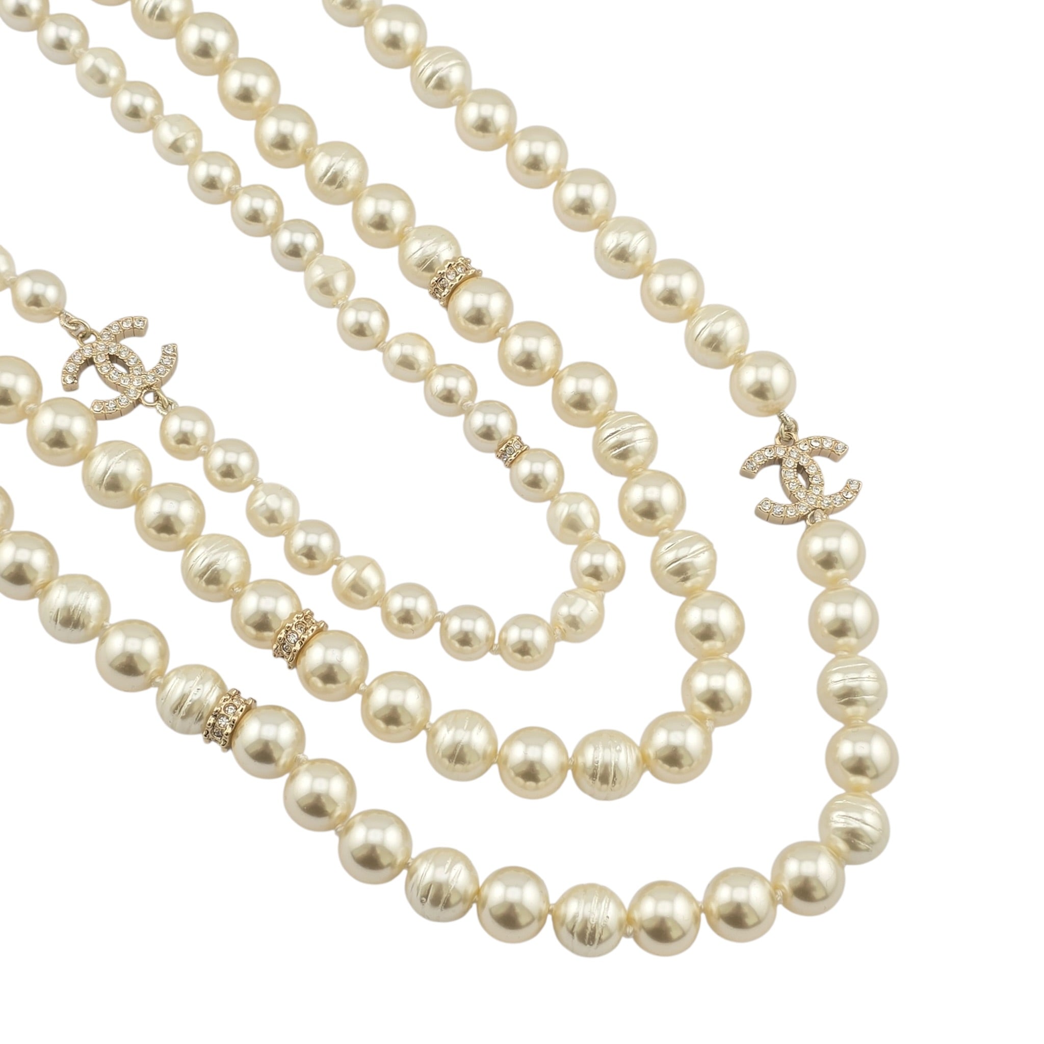 Chanel CC Faux Pearl 3 Row Necklace 2025 CHANEL