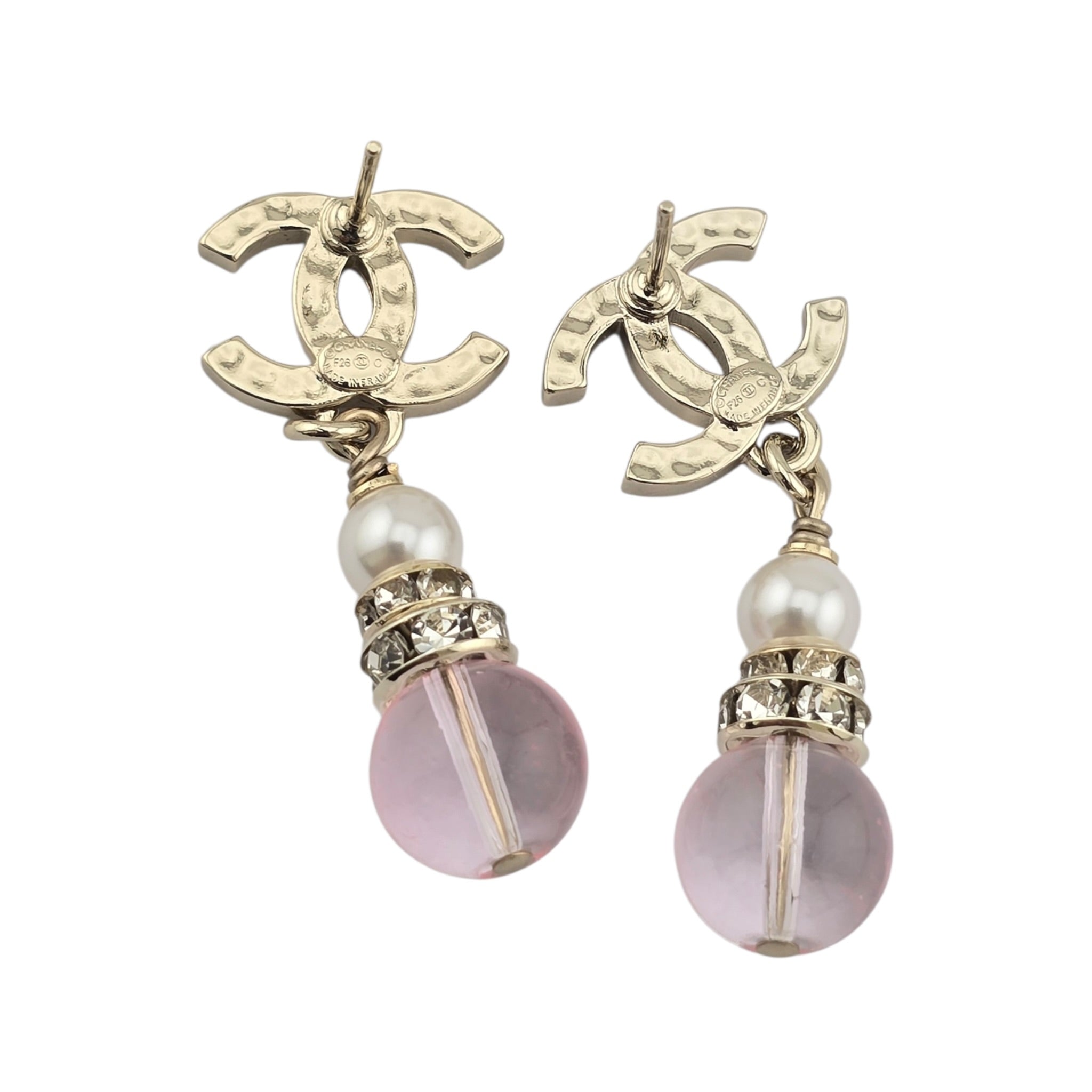 Chanel CC Faux Pearl Pink Drop Earrings 2026 CHANEL