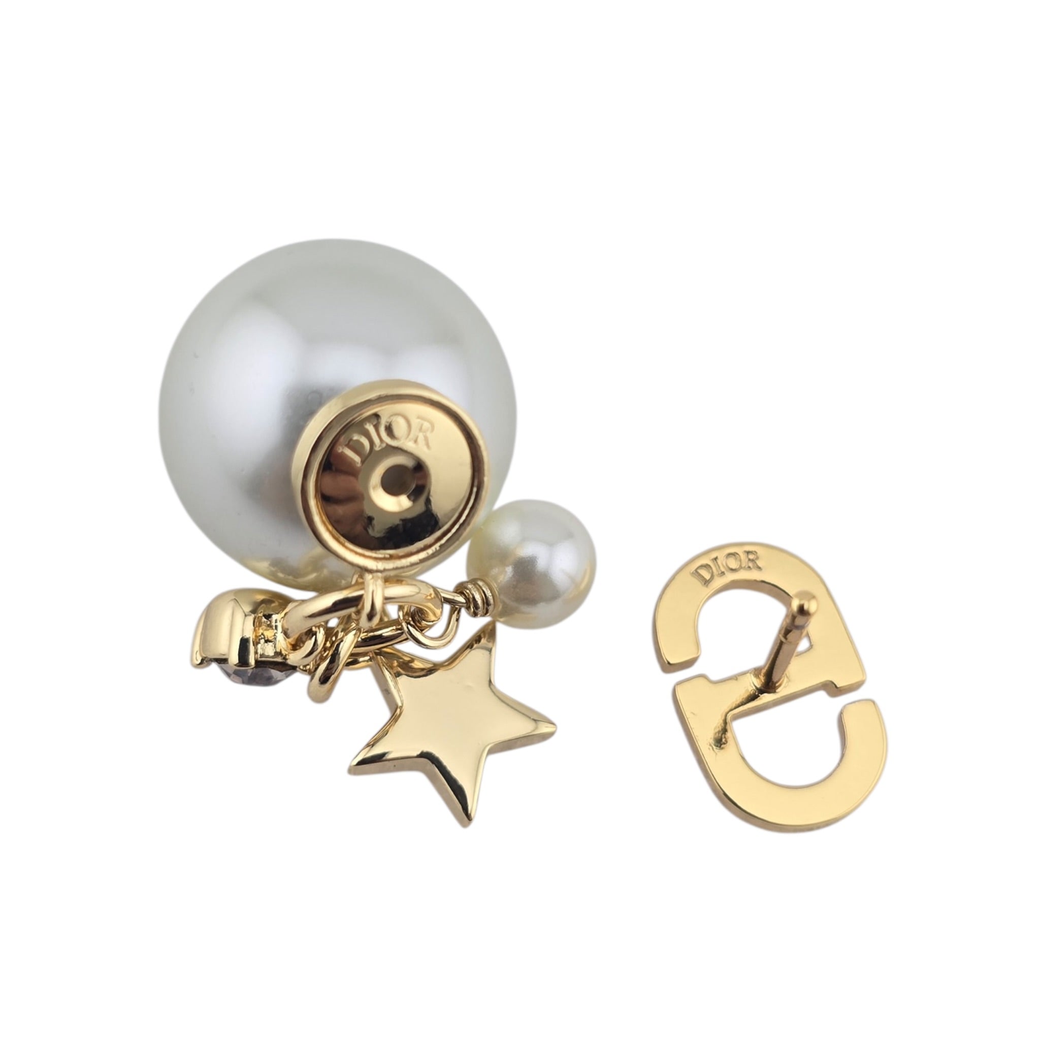 Christian Dior CD Tribales Gold Finish Crystal Charm Earrings DIOR