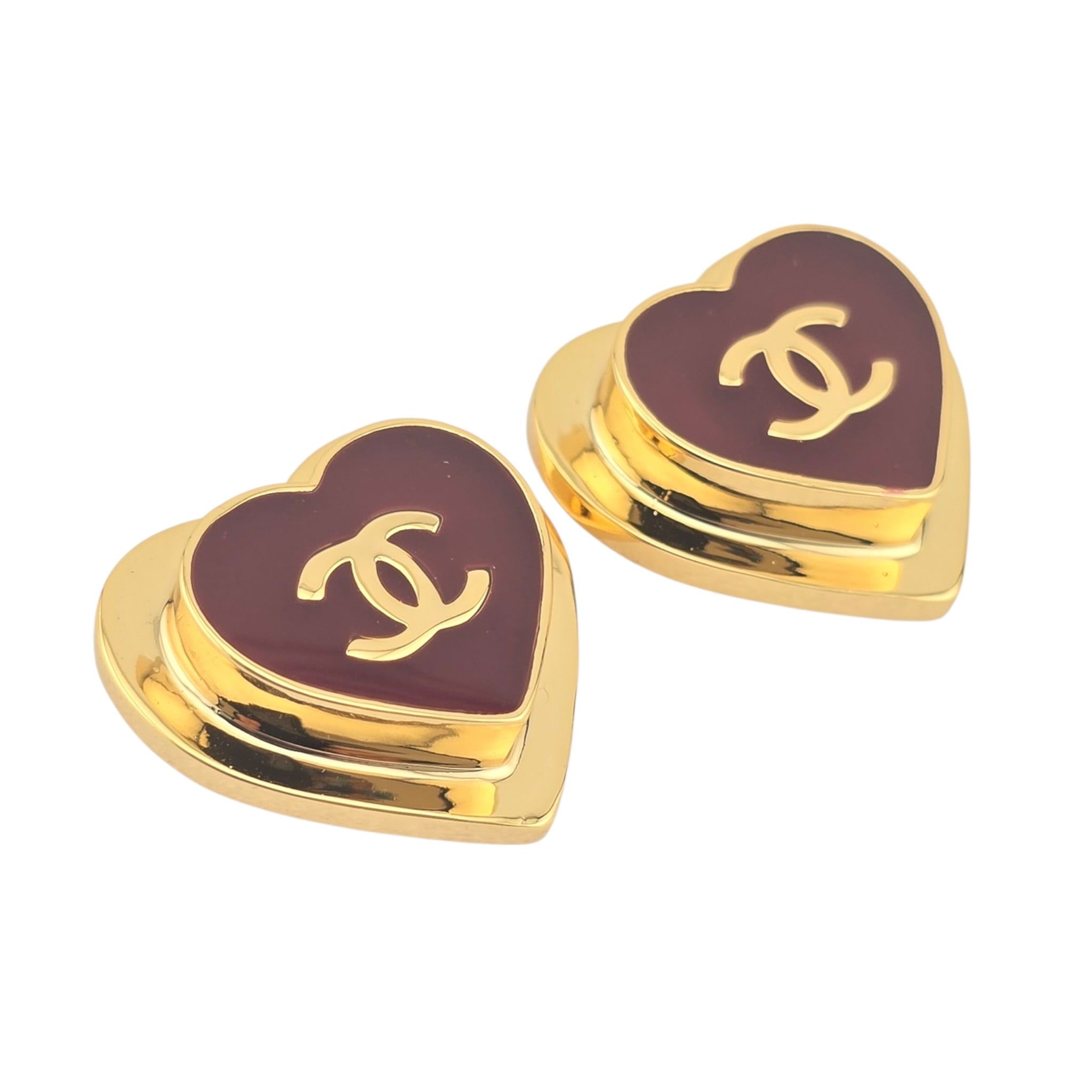 Chanel CC Gold Resin Red Heart Earrings 2026 CHANEL
