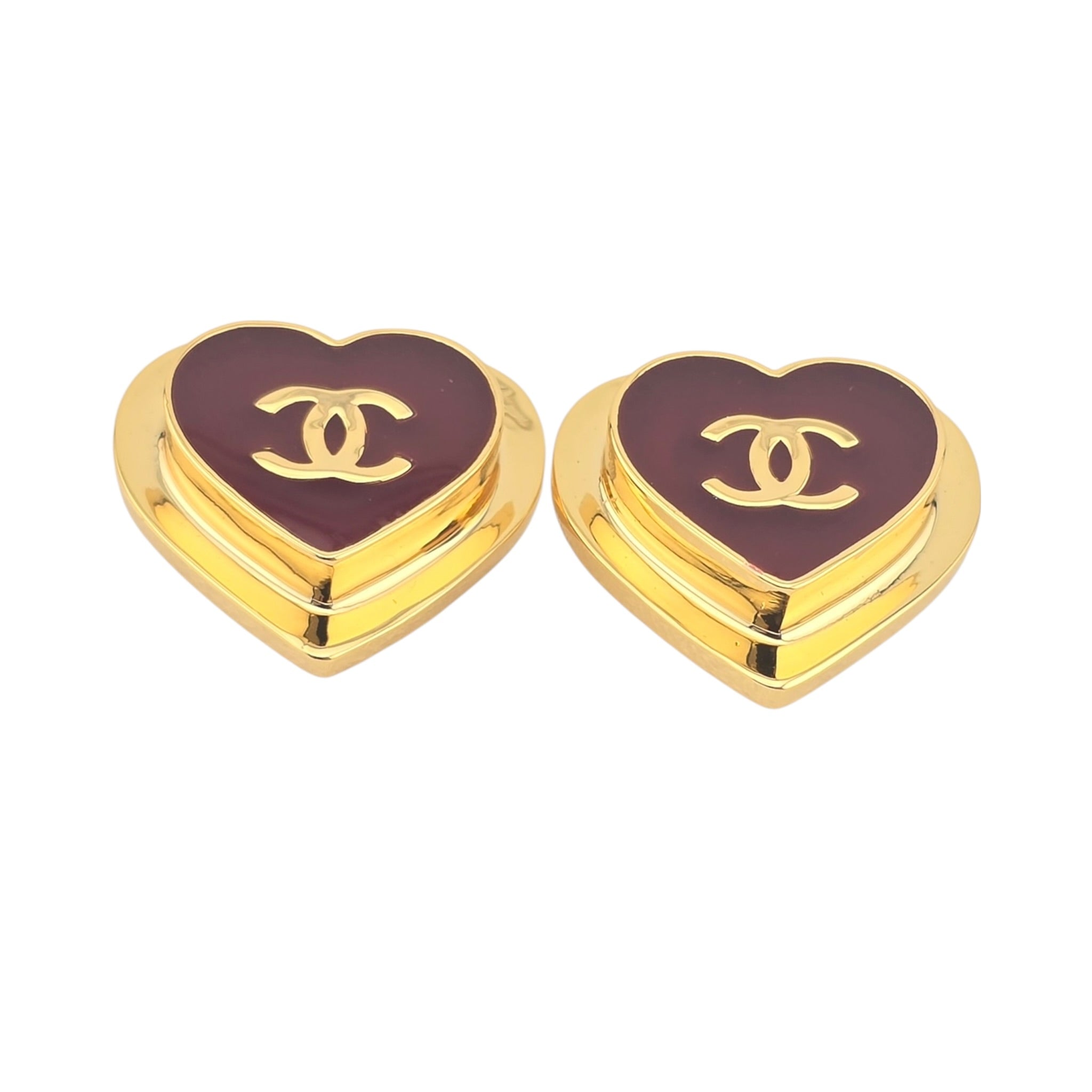 Chanel CC Gold Resin Red Heart Earrings 2026 CHANEL