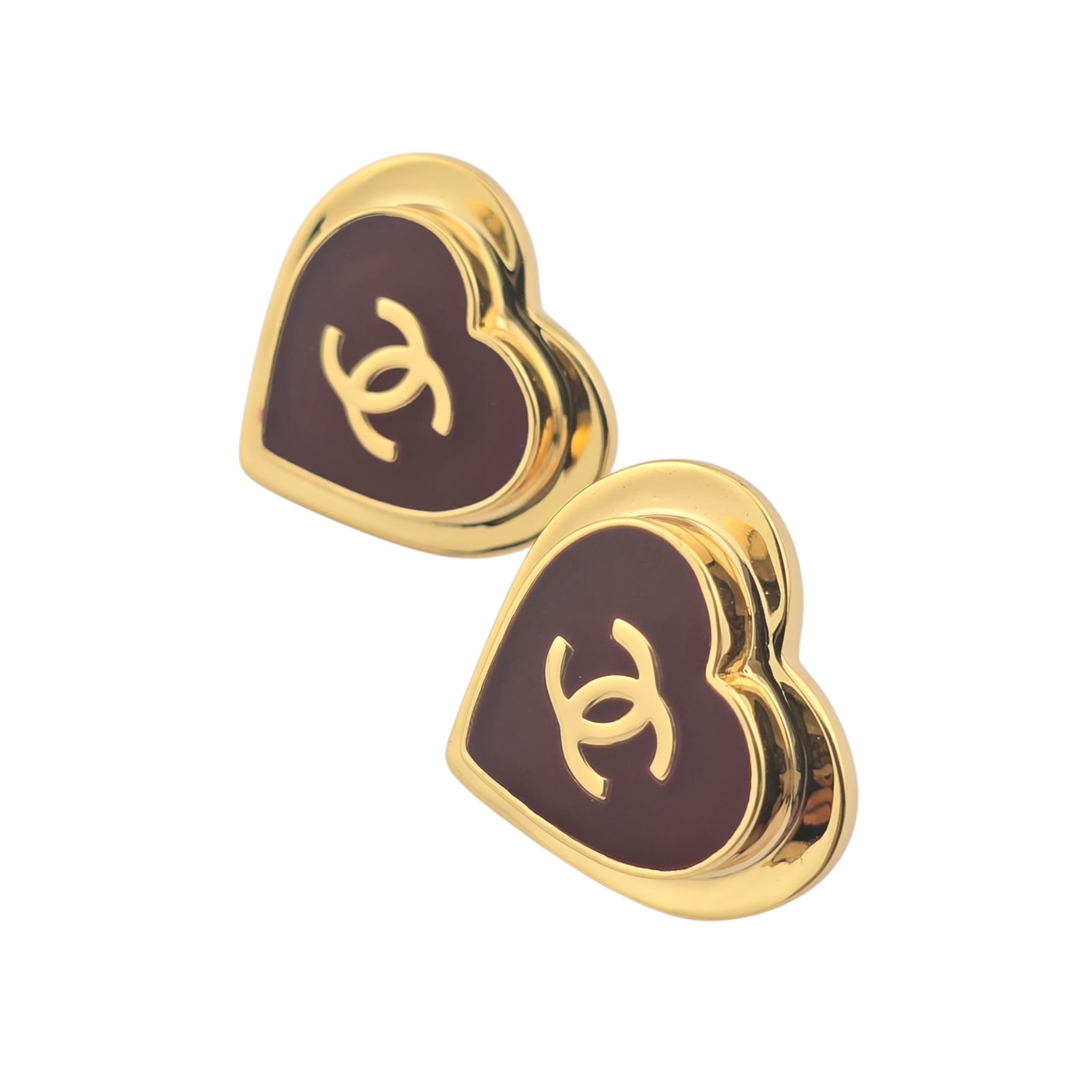 Chanel CC Gold Resin Red Heart Earrings 2026 CHANEL