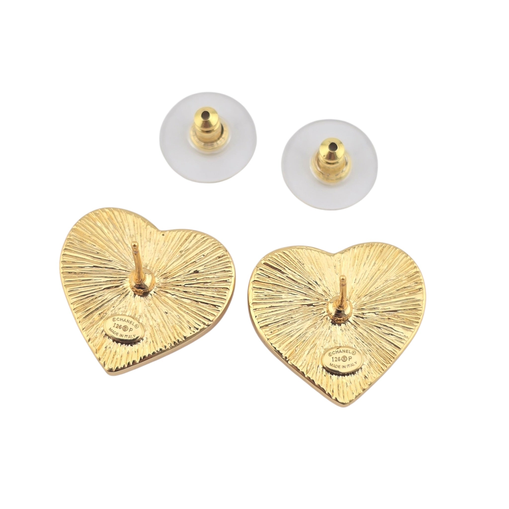 Chanel CC Gold Resin Red Heart Earrings 2026 CHANEL