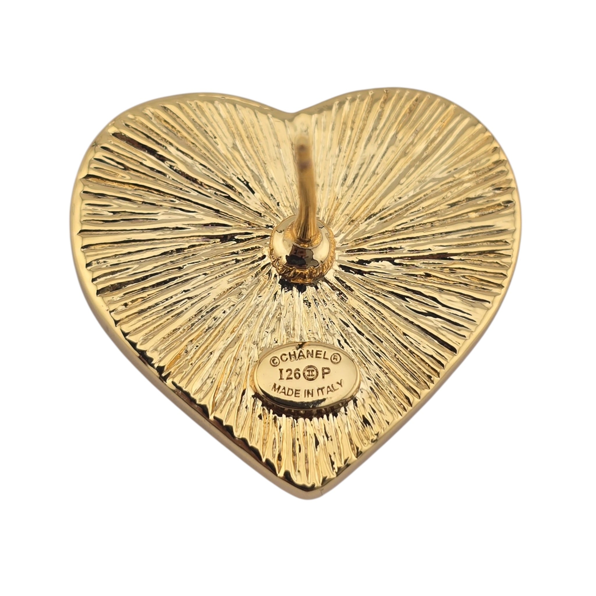 Chanel CC Gold Resin Red Heart Earrings 2026 CHANEL