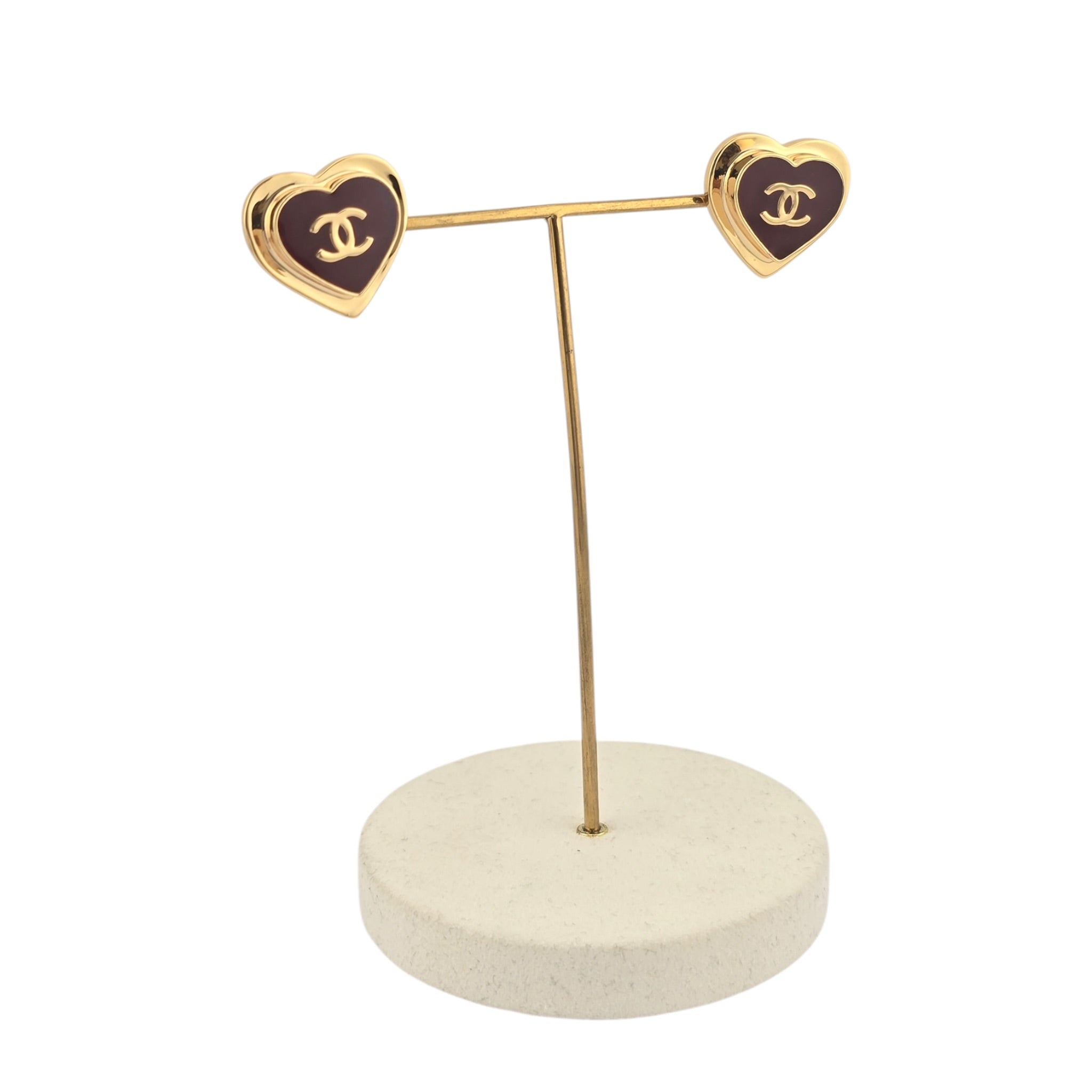 Chanel CC Gold Resin Red Heart Earrings 2026 CHANEL