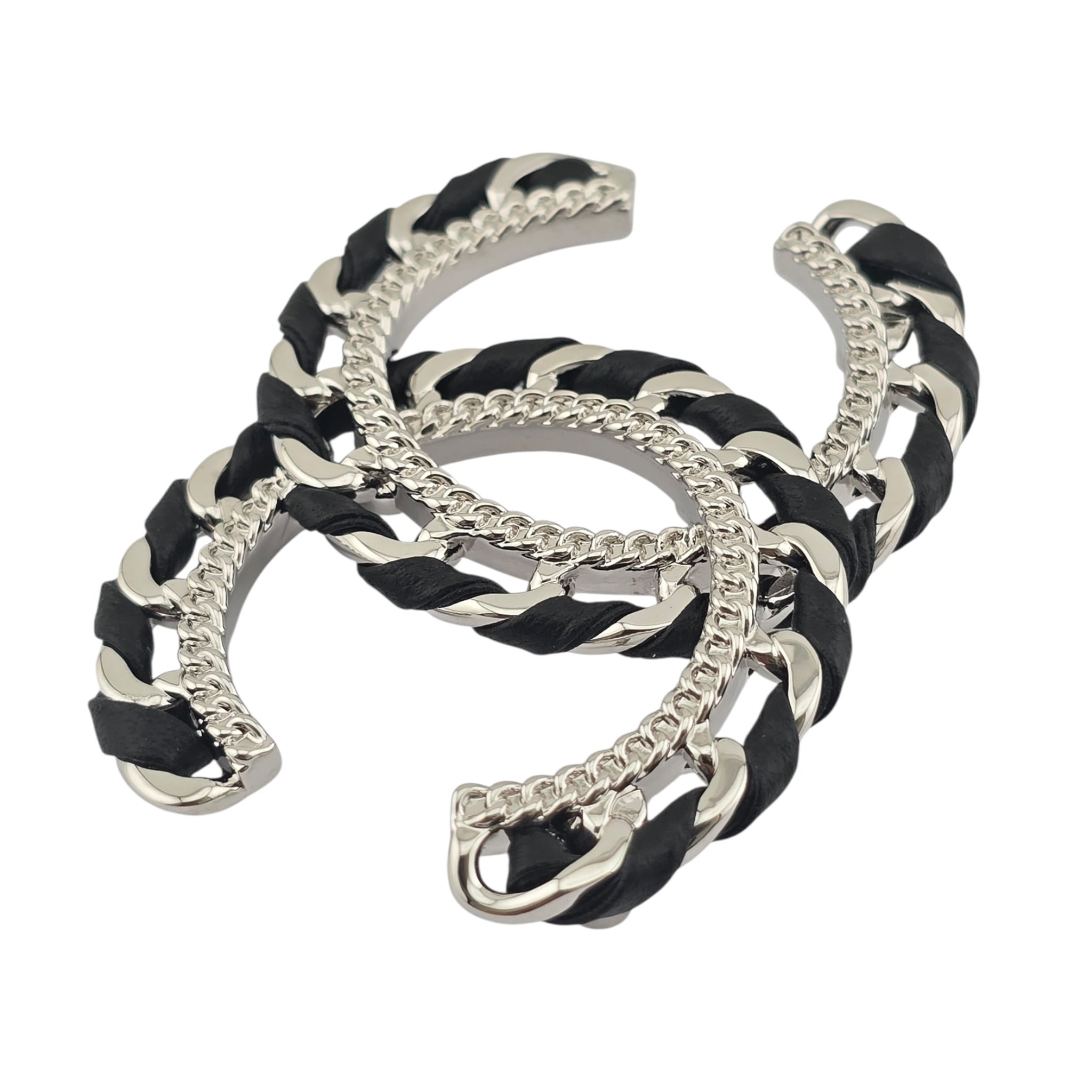 Chanel CC Lambskin Black Silver Brooch 2026 CHANEL