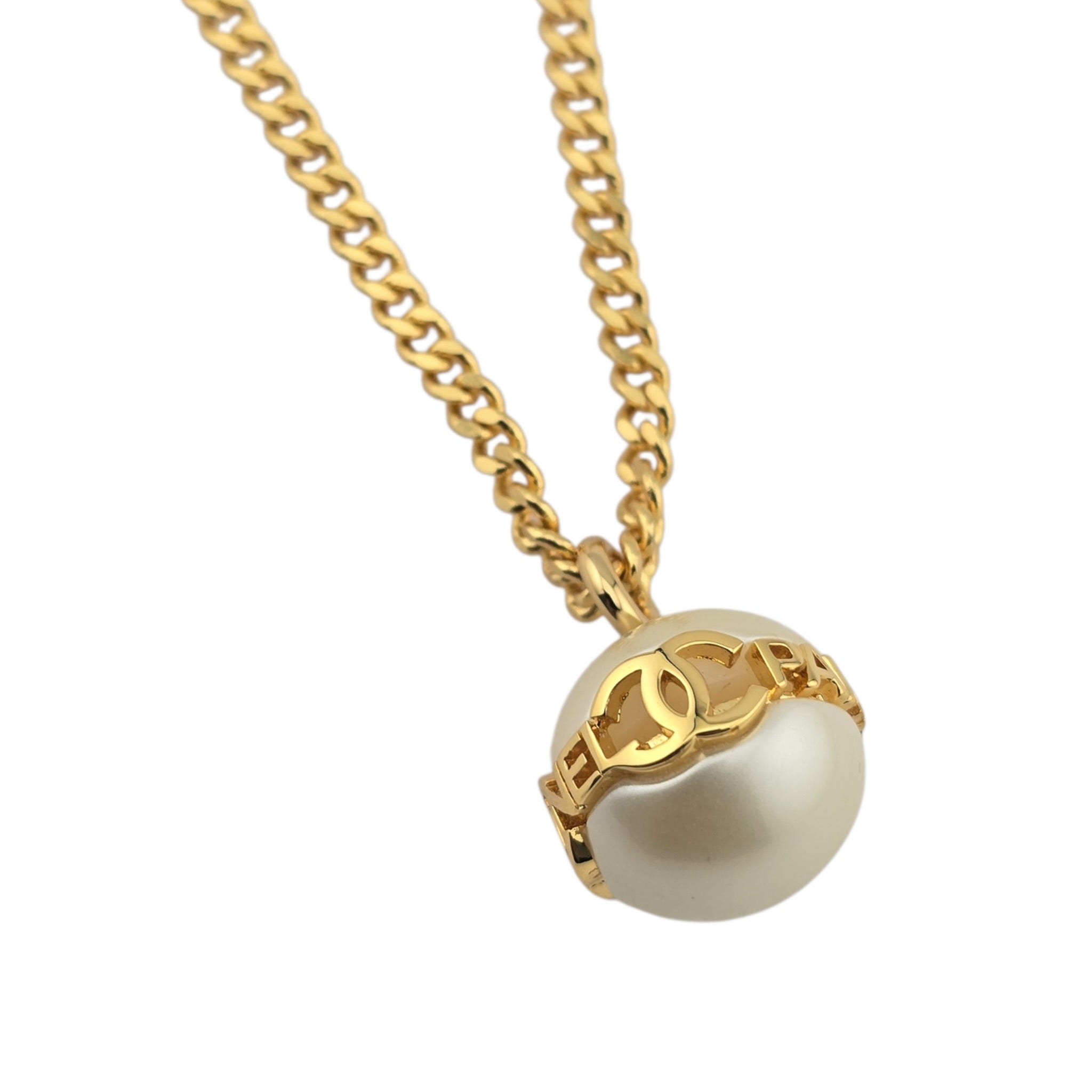 Chanel CC Gold Faux Pearl Pendant Necklace 2023 CHANEL