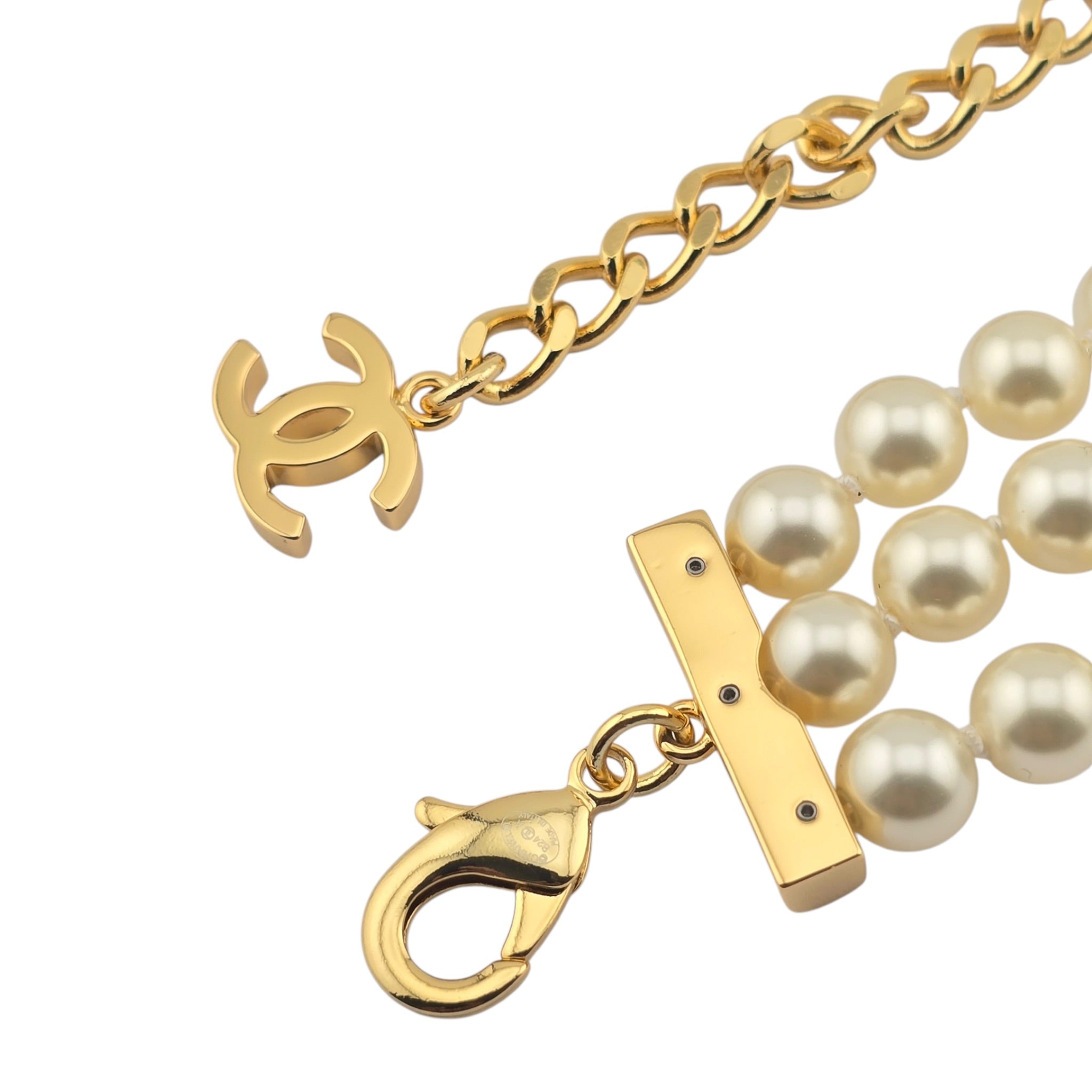 Chanel CC Faux Pearl Gold Pendant Necklace 2024 CHANEL