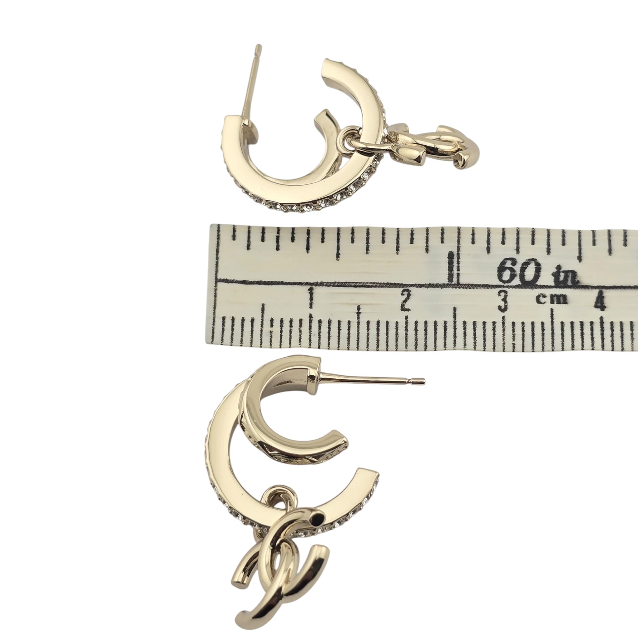Chanel CC Gold Hoop Crystal Earrings 2025 CHANEL
