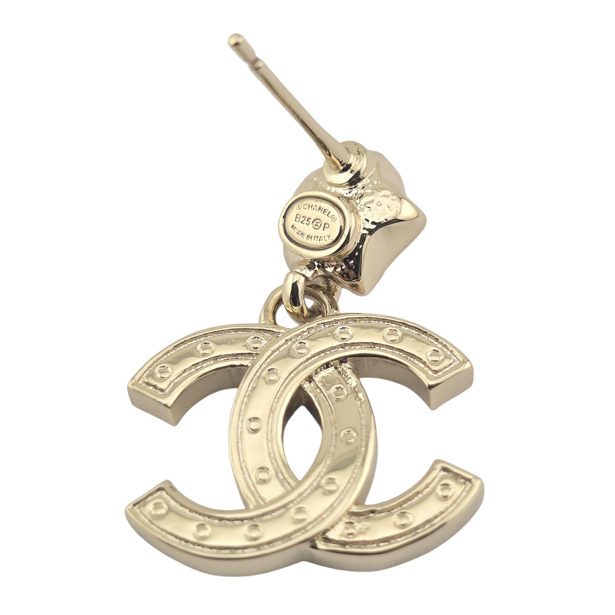 Chanel CC Metal Crystal Star Drop Earrings Gold Pink CHANEL