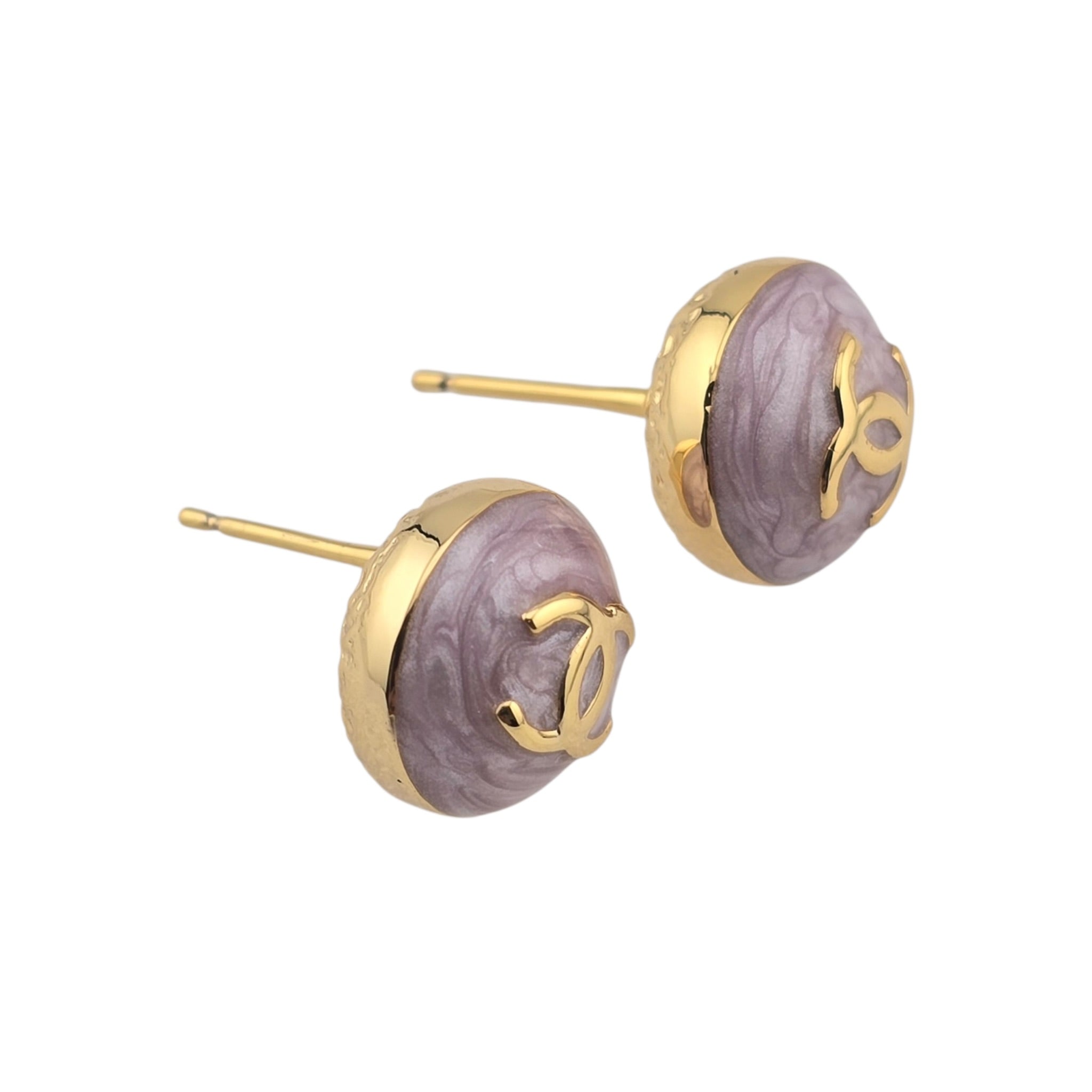 Chanel CC Round Gold Pink Earrings 2026 CHANEL