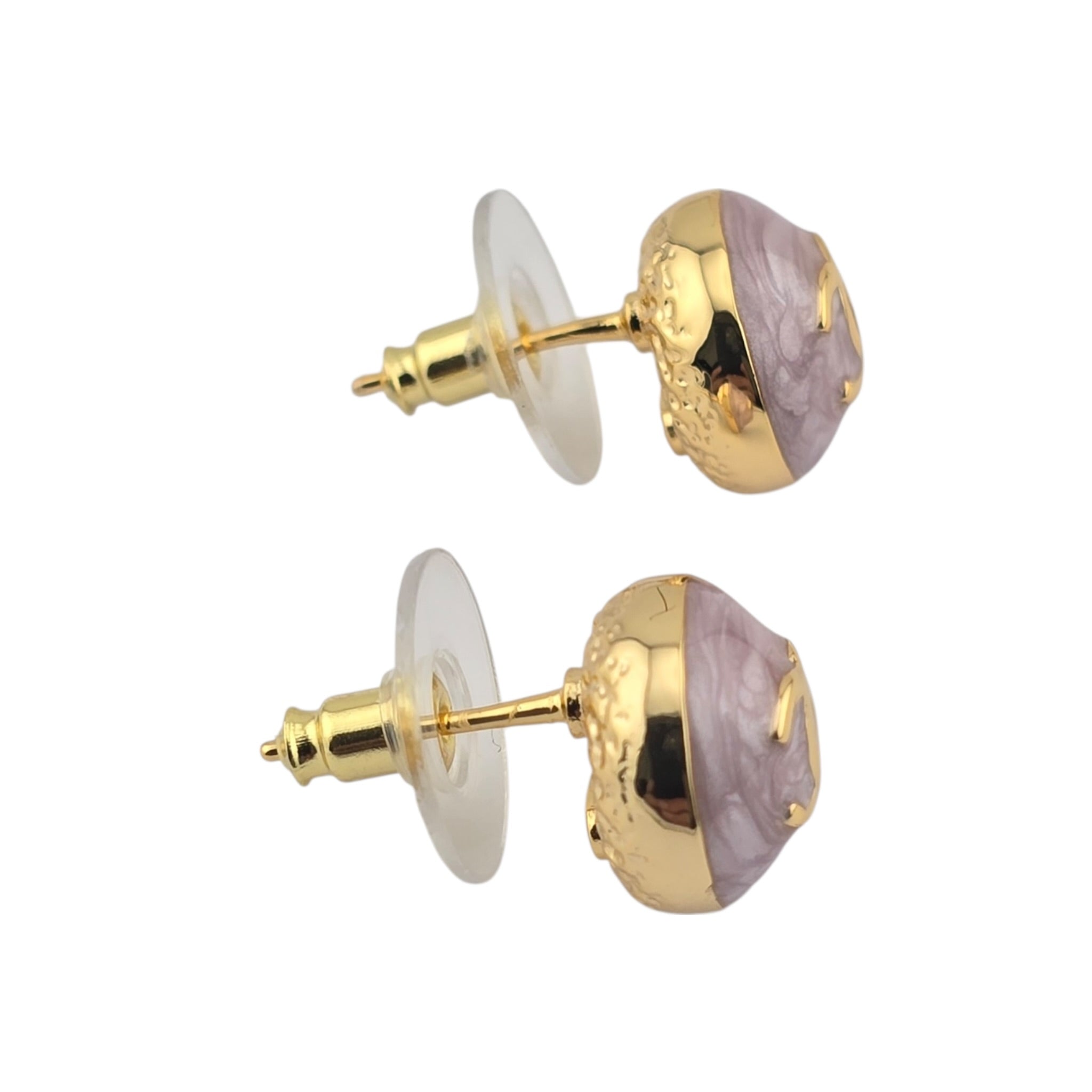 Chanel CC Round Gold Pink Earrings 2026 CHANEL