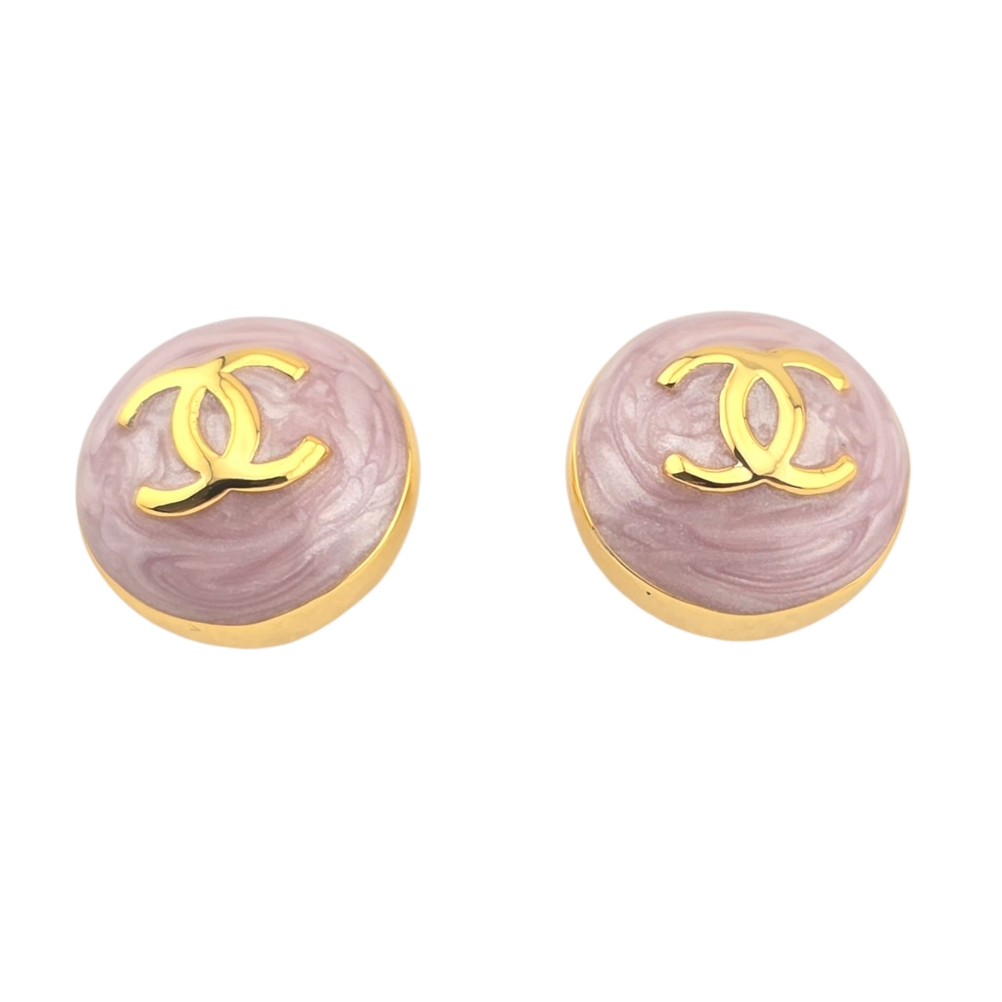 Chanel CC Round Gold Pink Earrings 2026 CHANEL