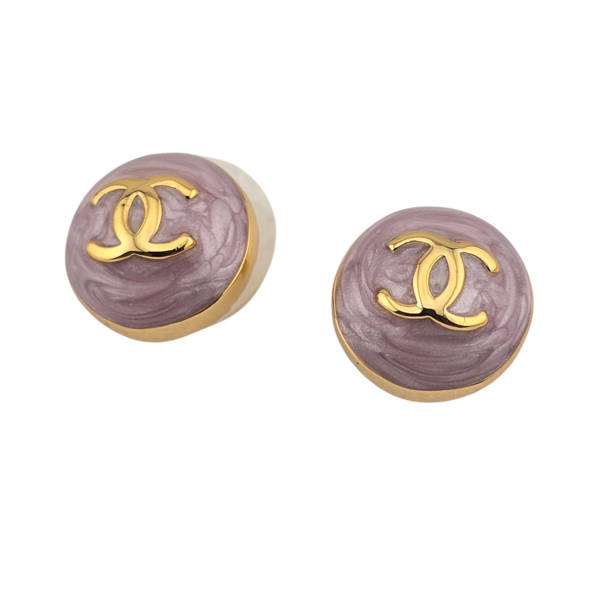 Chanel CC Round Gold Pink Earrings 2026 CHANEL