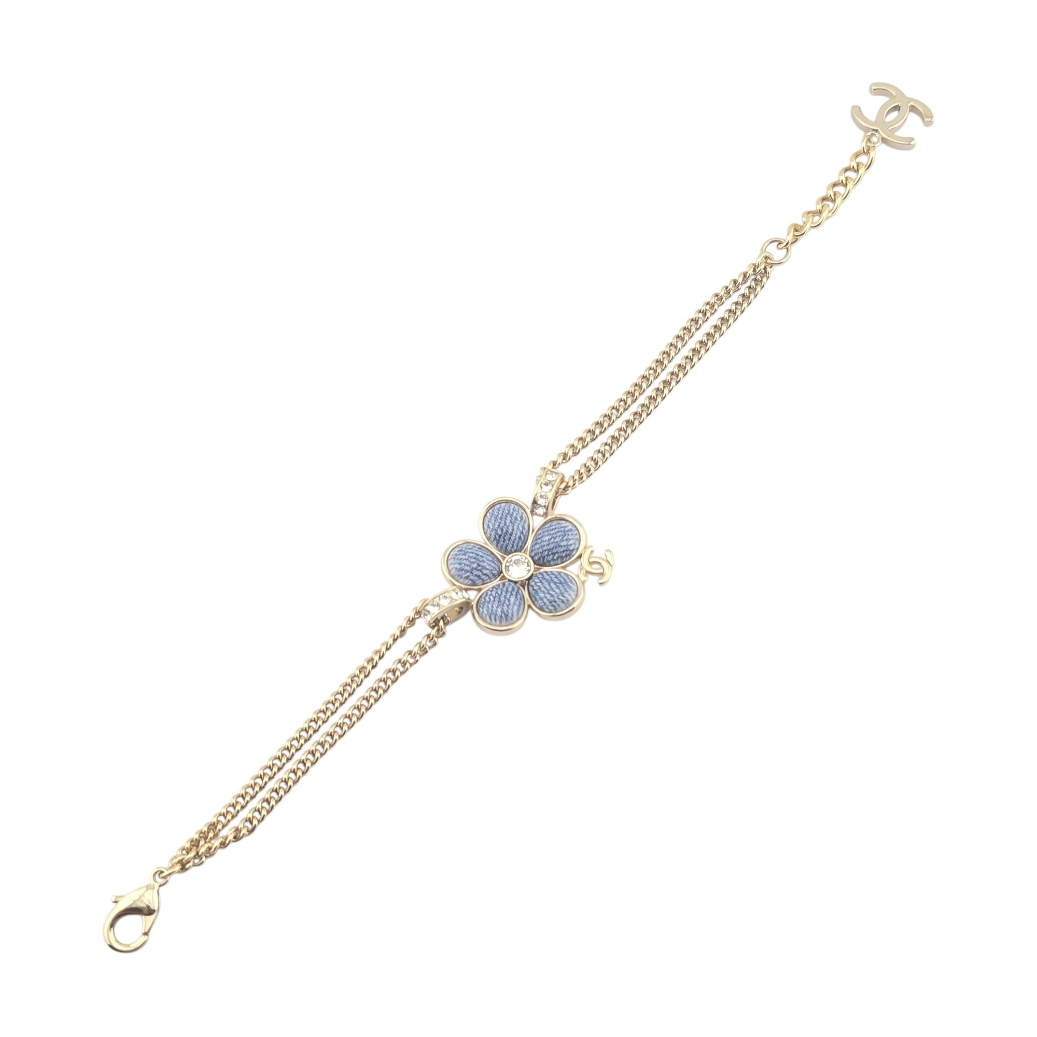 Chanel CC Blue Gold Flower Resin Denim Bracelet 2026 CHANEL