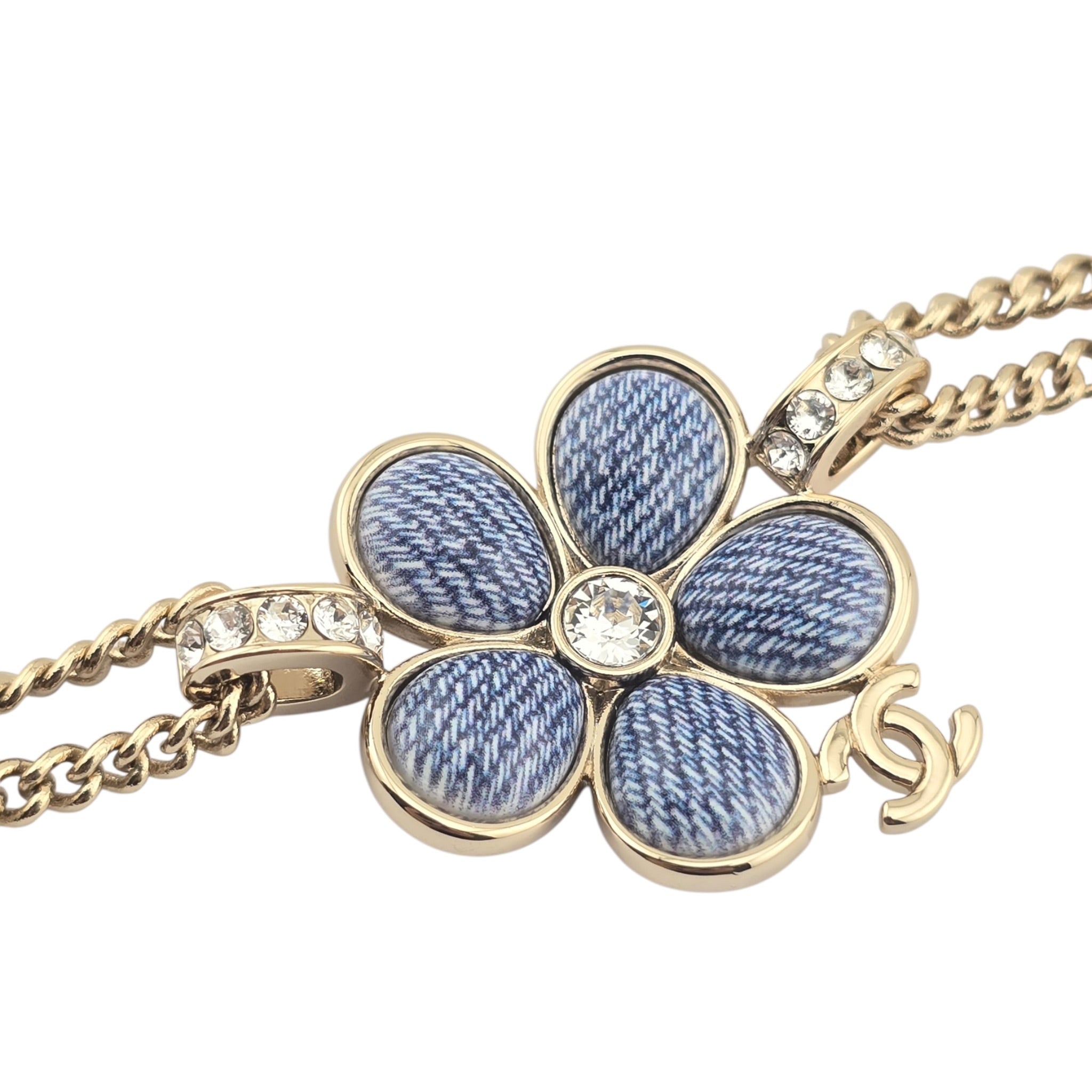 Chanel CC Blue Gold Flower Resin Denim Bracelet 2026 CHANEL