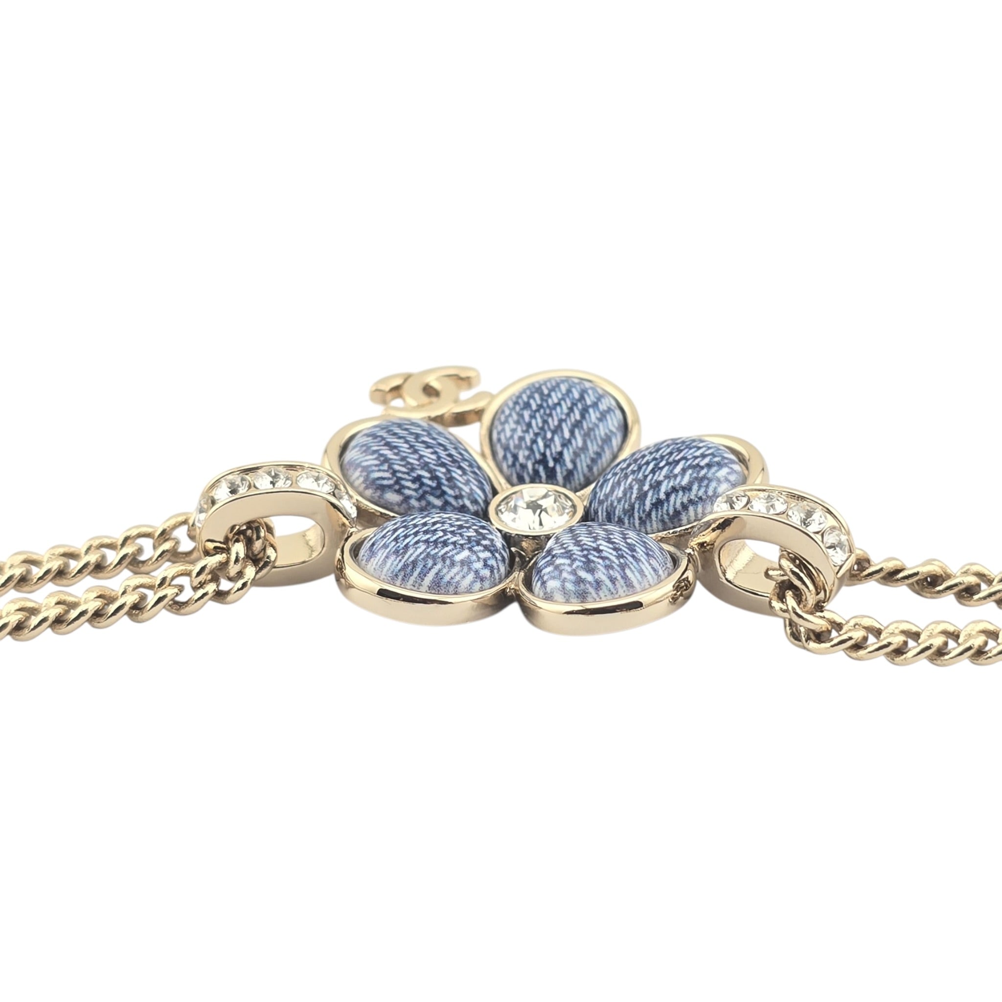 Chanel CC Blue Gold Flower Resin Denim Bracelet 2026 CHANEL