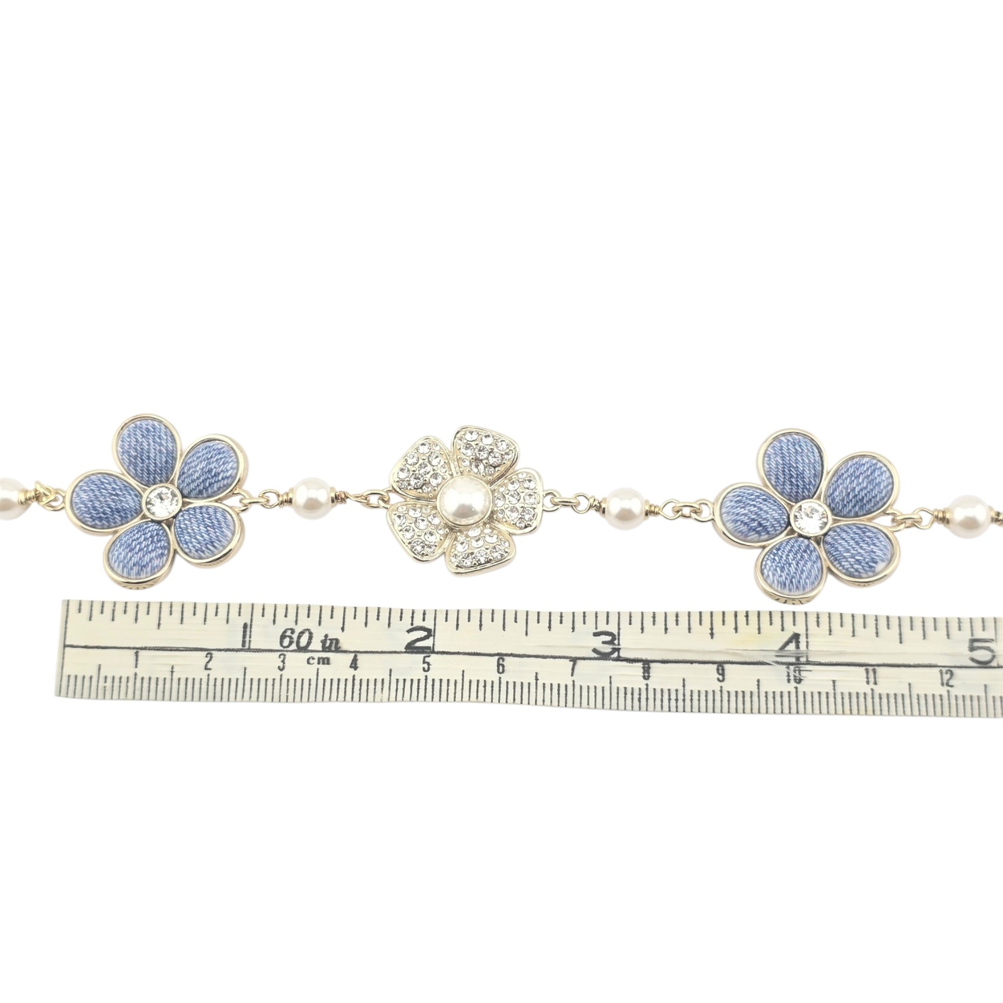 Chanel CC Gold Blue Flower Resin Denim Necklace 2026 CHANEL