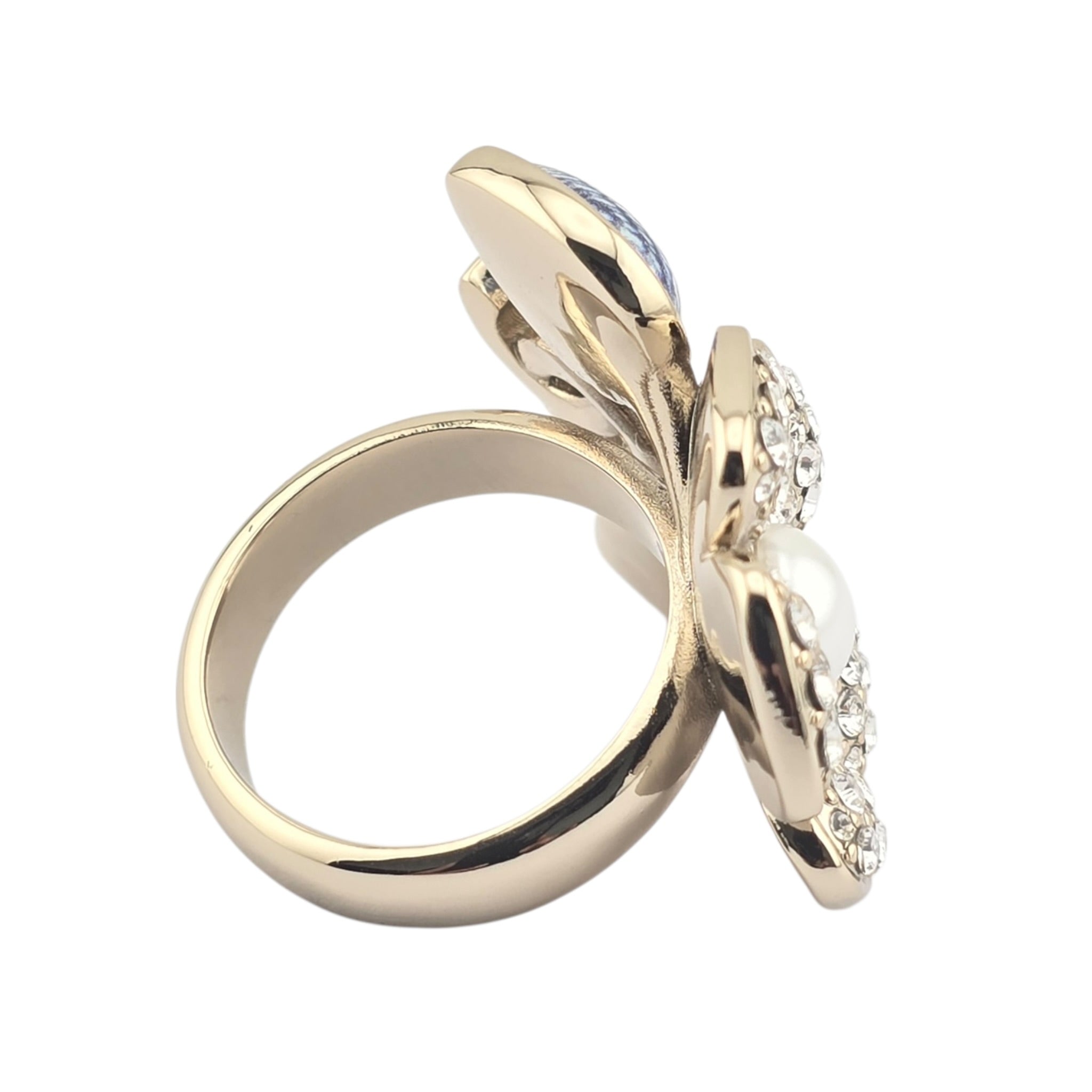 Chanel CC Blue Gold Flower Resin Denim Ring 2026 CHANEL