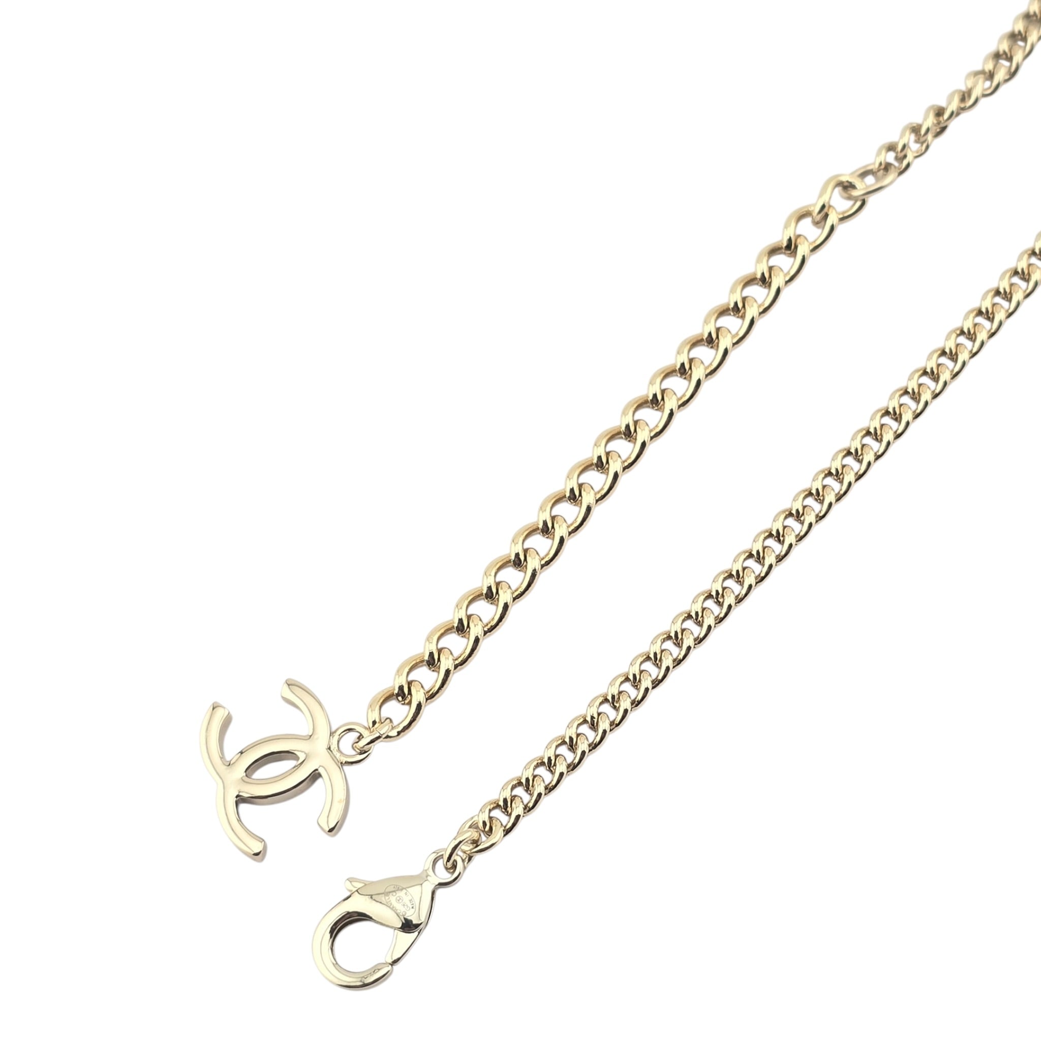 Chanel CC Blue Gold Flower Resin Denim Long Necklace 2026 CHANEL