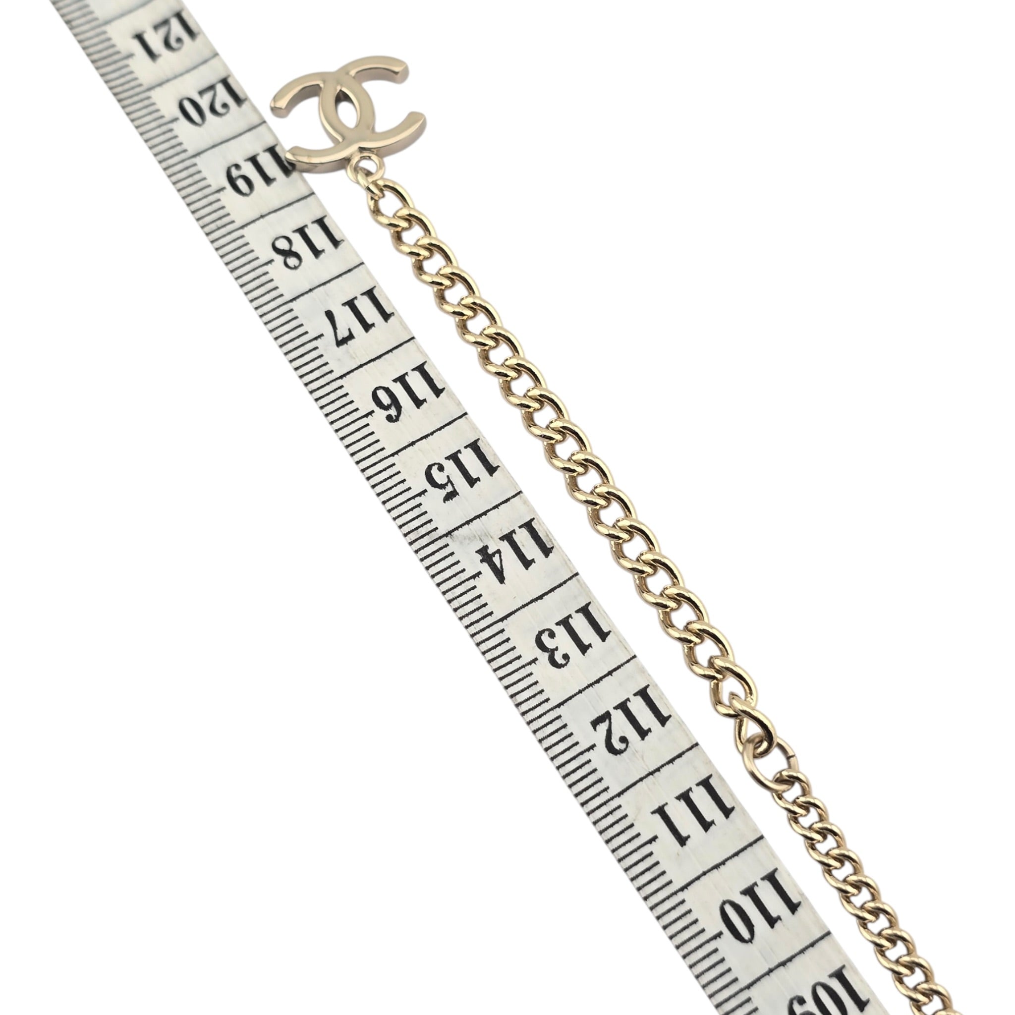 Chanel CC Blue Gold Flower Resin Denim Long Necklace 2026 CHANEL