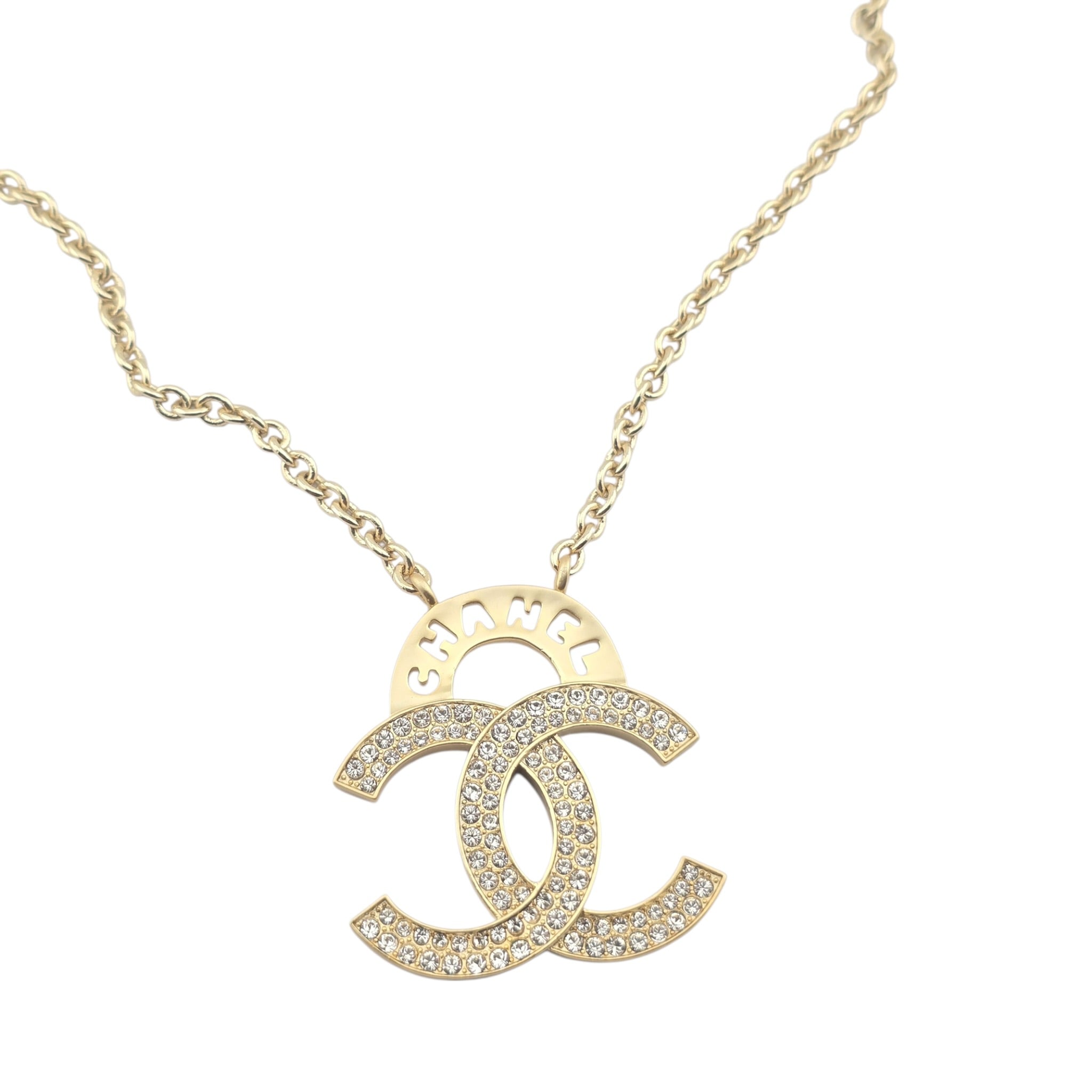 Chanel CC Gold Crystal Pendant Necklace 2021 CHANEL