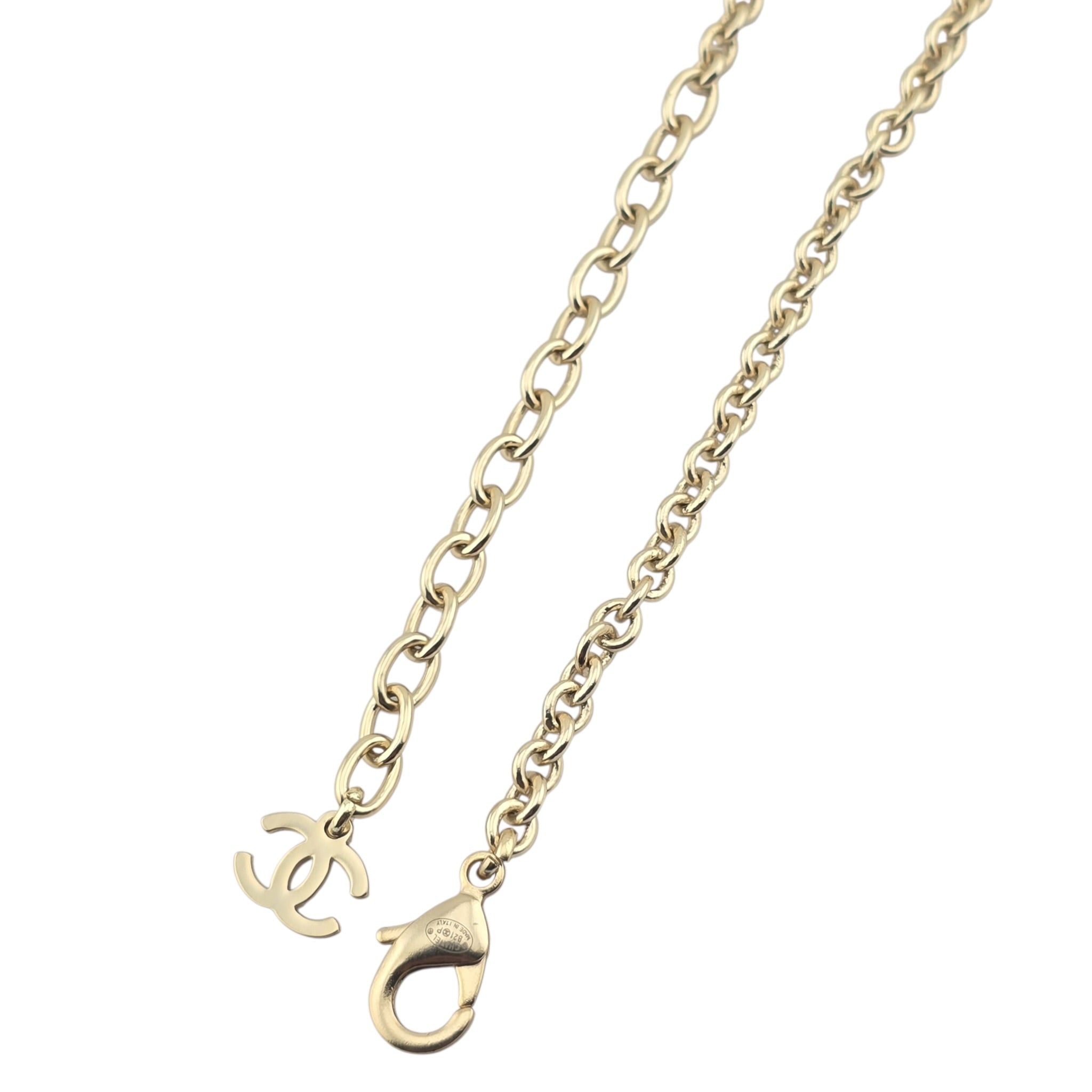Chanel CC Gold Crystal Pendant Necklace 2021 CHANEL