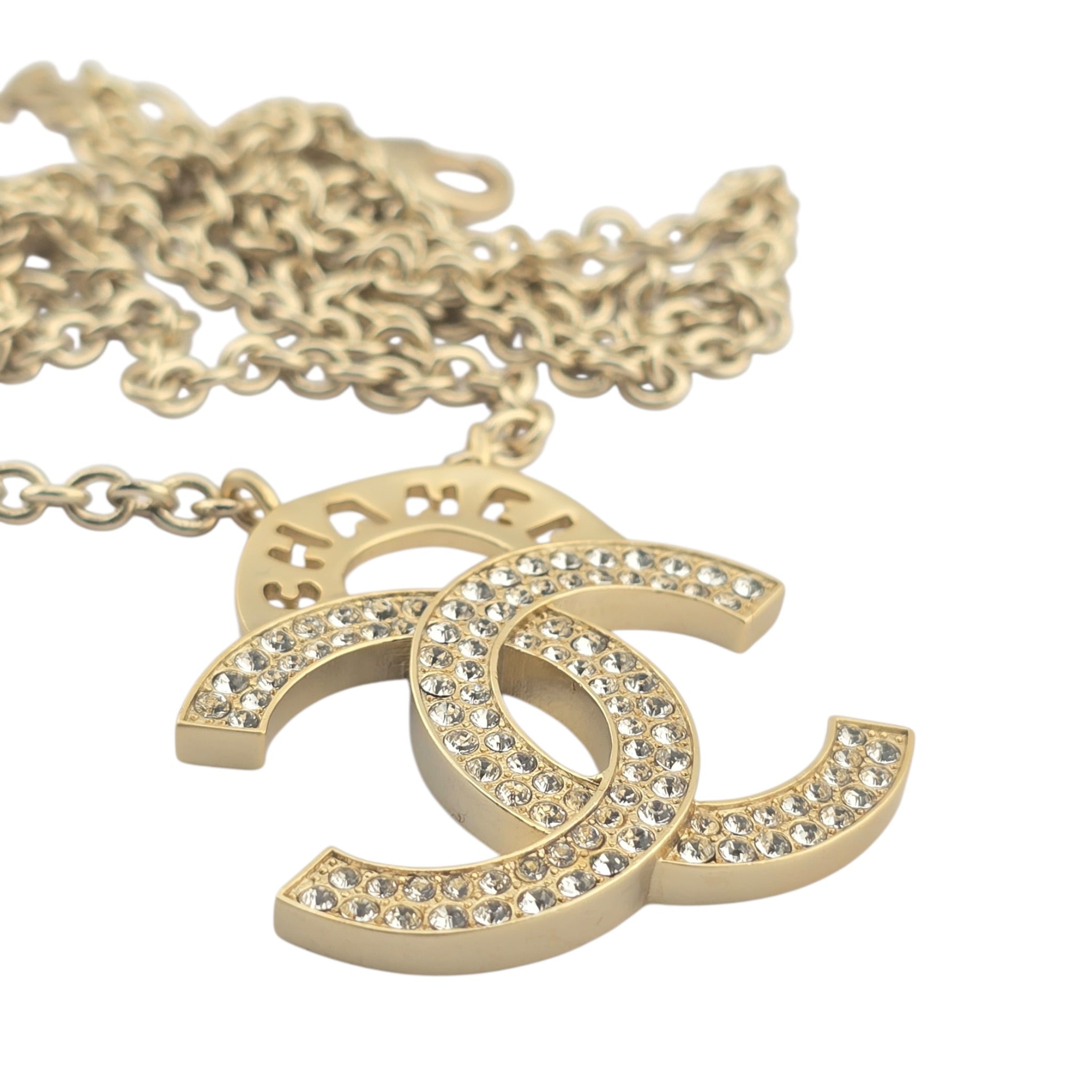 Chanel CC Gold Crystal Pendant Necklace 2021 CHANEL