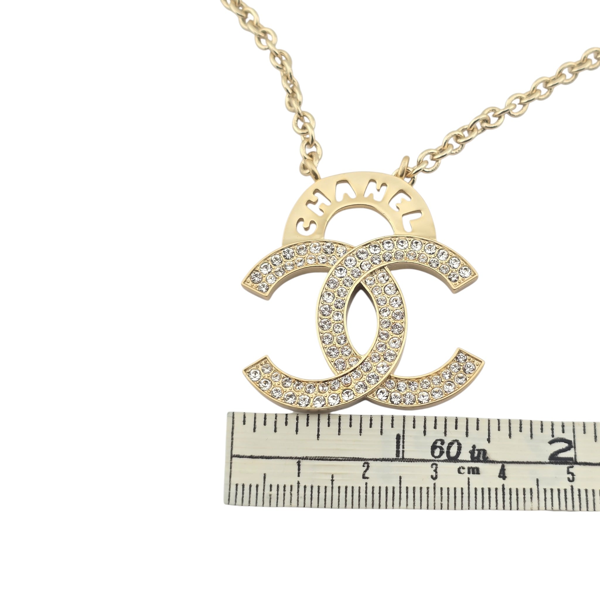 Chanel CC Gold Crystal Pendant Necklace 2021 CHANEL