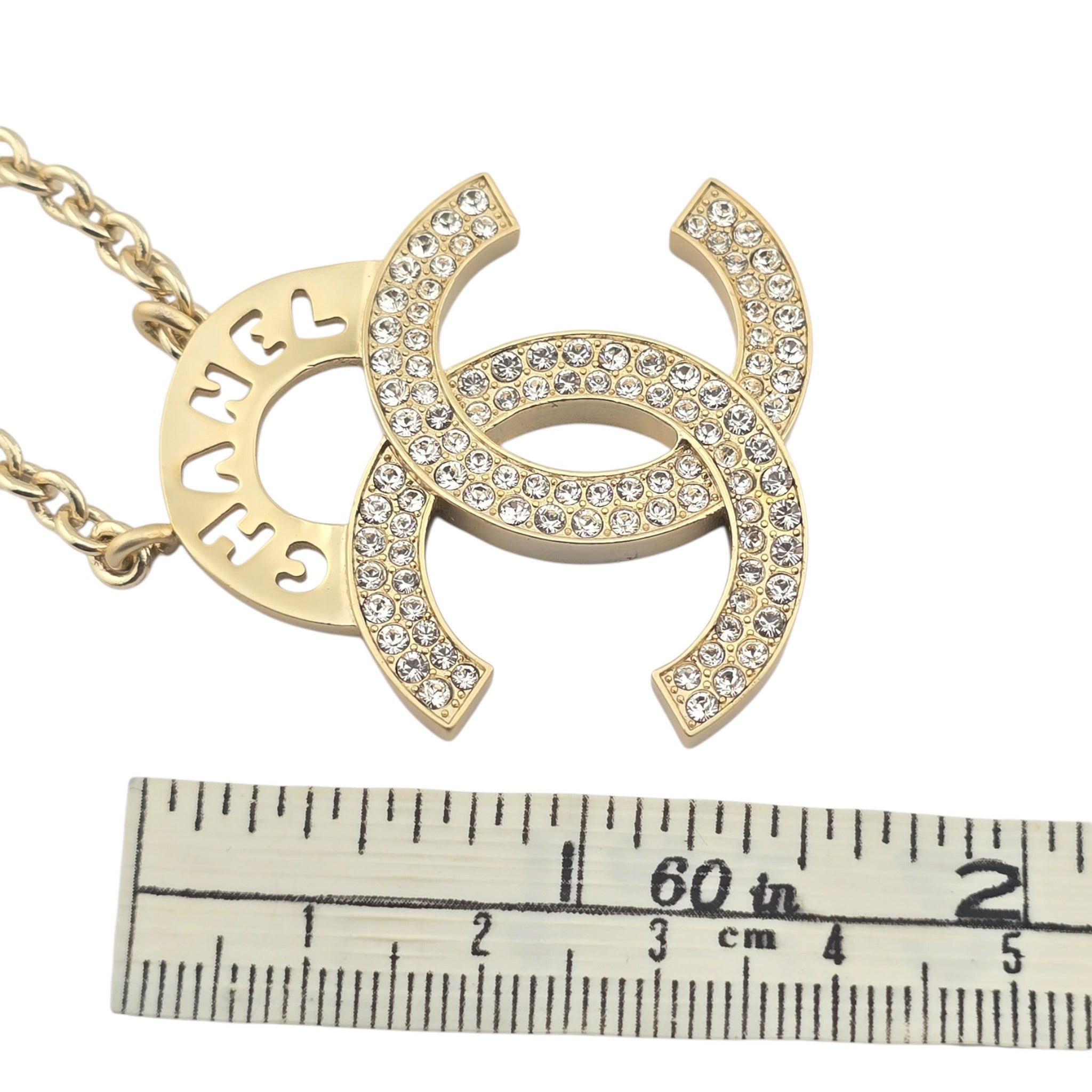 Chanel CC Gold Crystal Pendant Necklace 2021 CHANEL