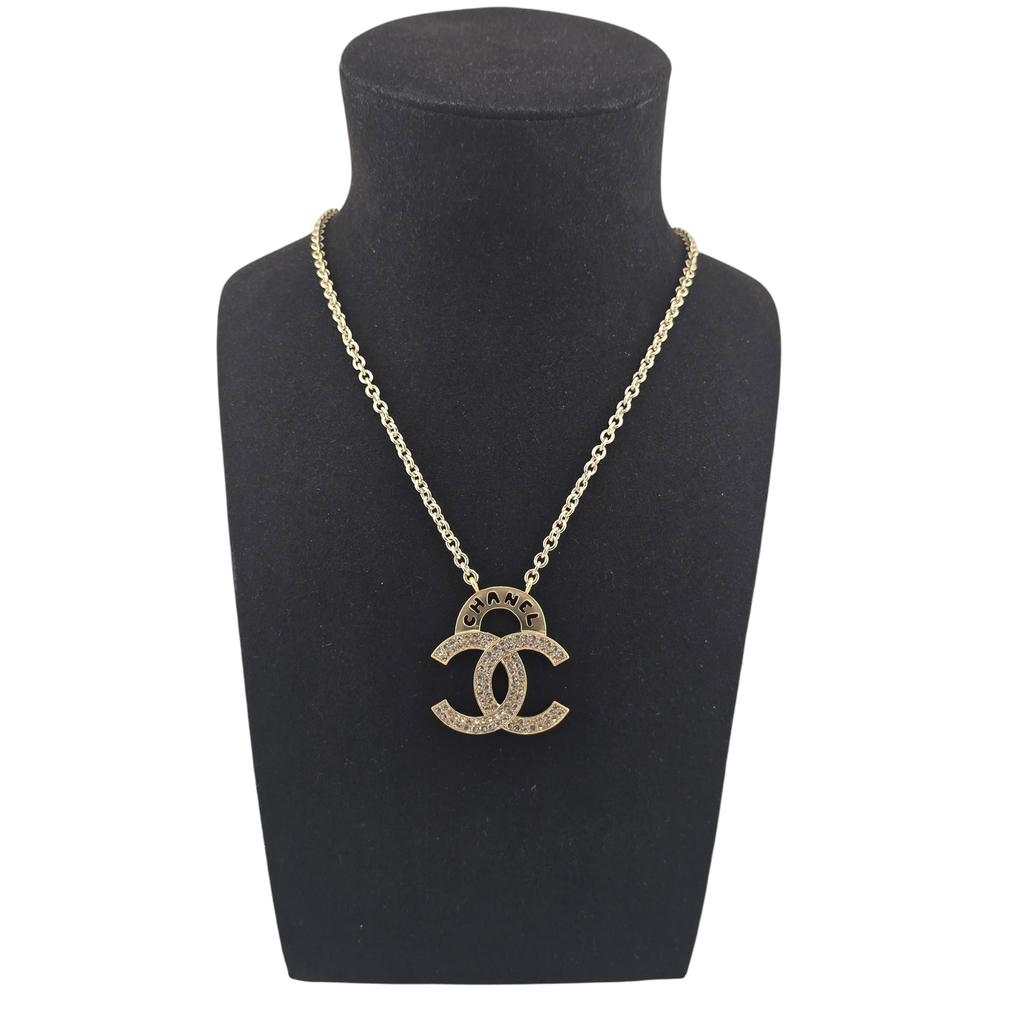 Chanel CC Gold Crystal Pendant Necklace 2021 CHANEL
